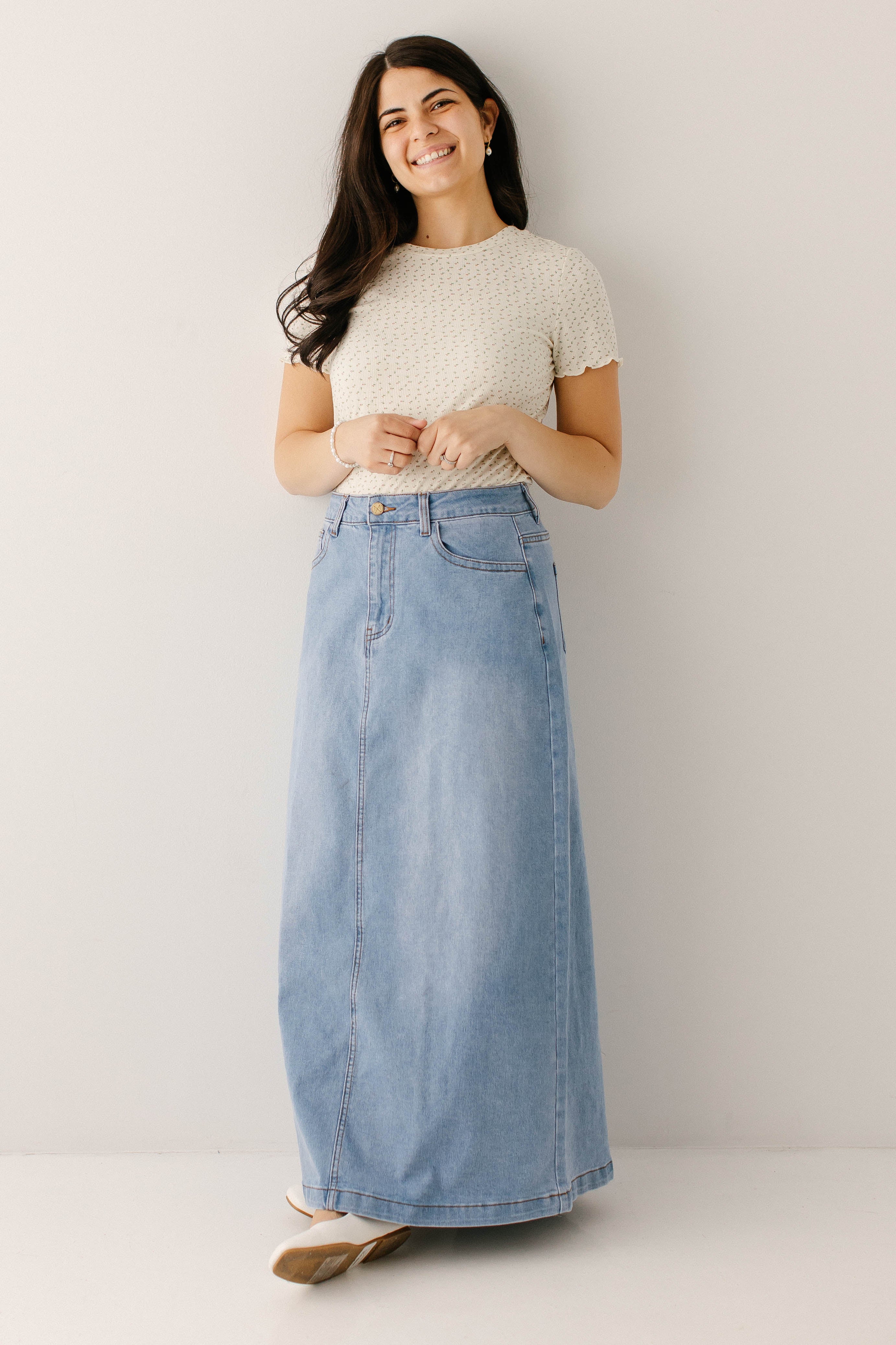 Renee A-Line Stretch Denim Maxi Skirt FINAL SALE - Image 3