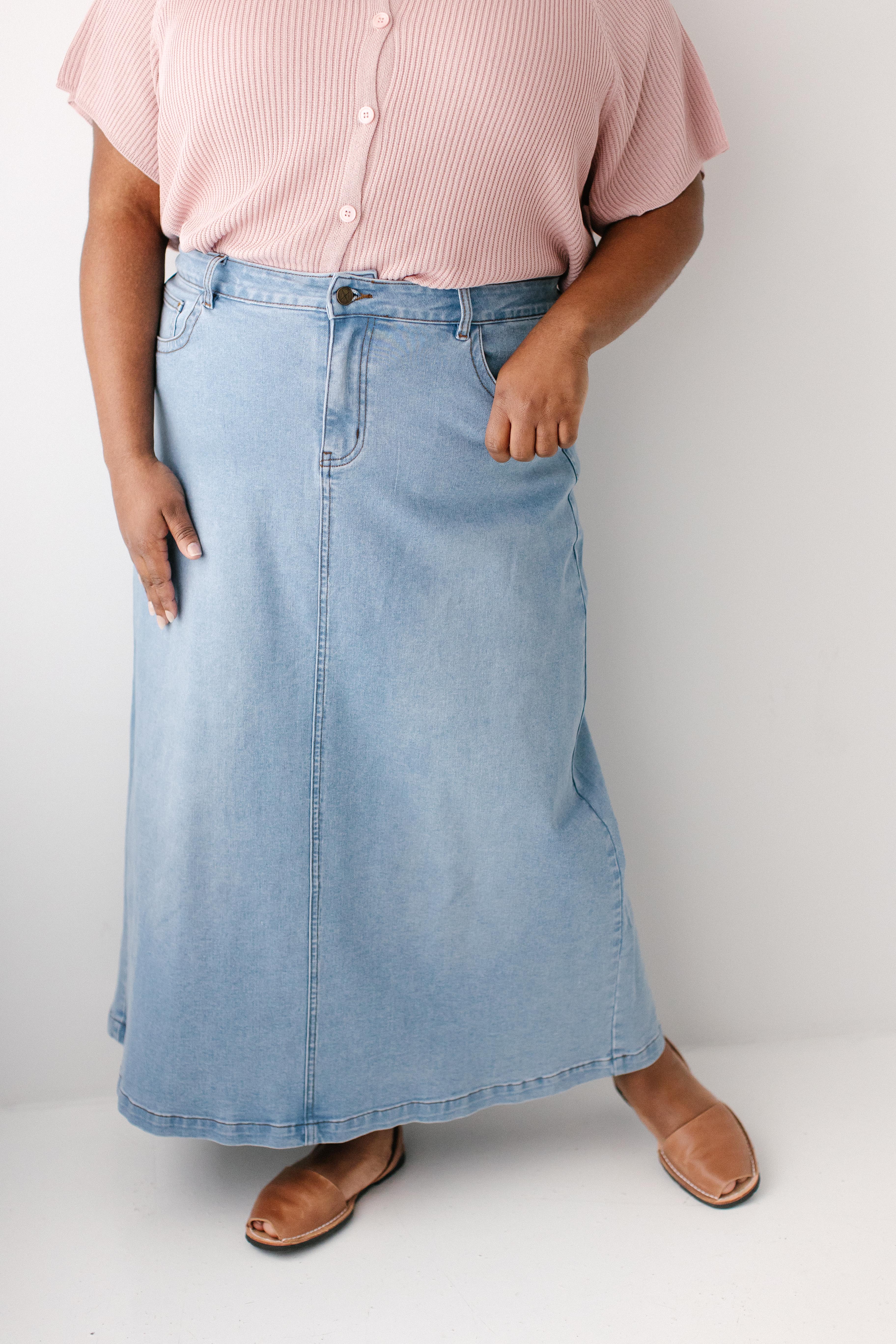 Renee A-Line Stretch Denim Maxi Skirt FINAL SALE - Image 6