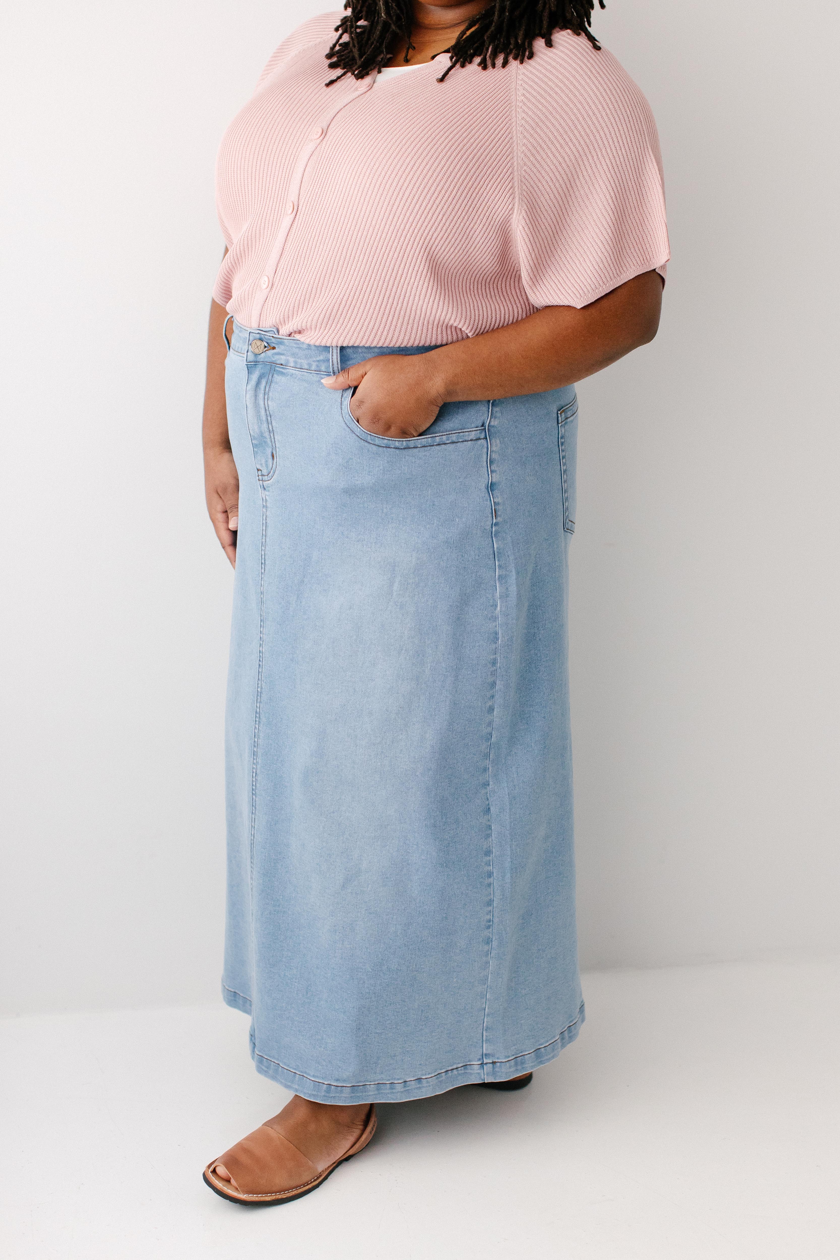 Renee A-Line Stretch Denim Maxi Skirt FINAL SALE - Image 7
