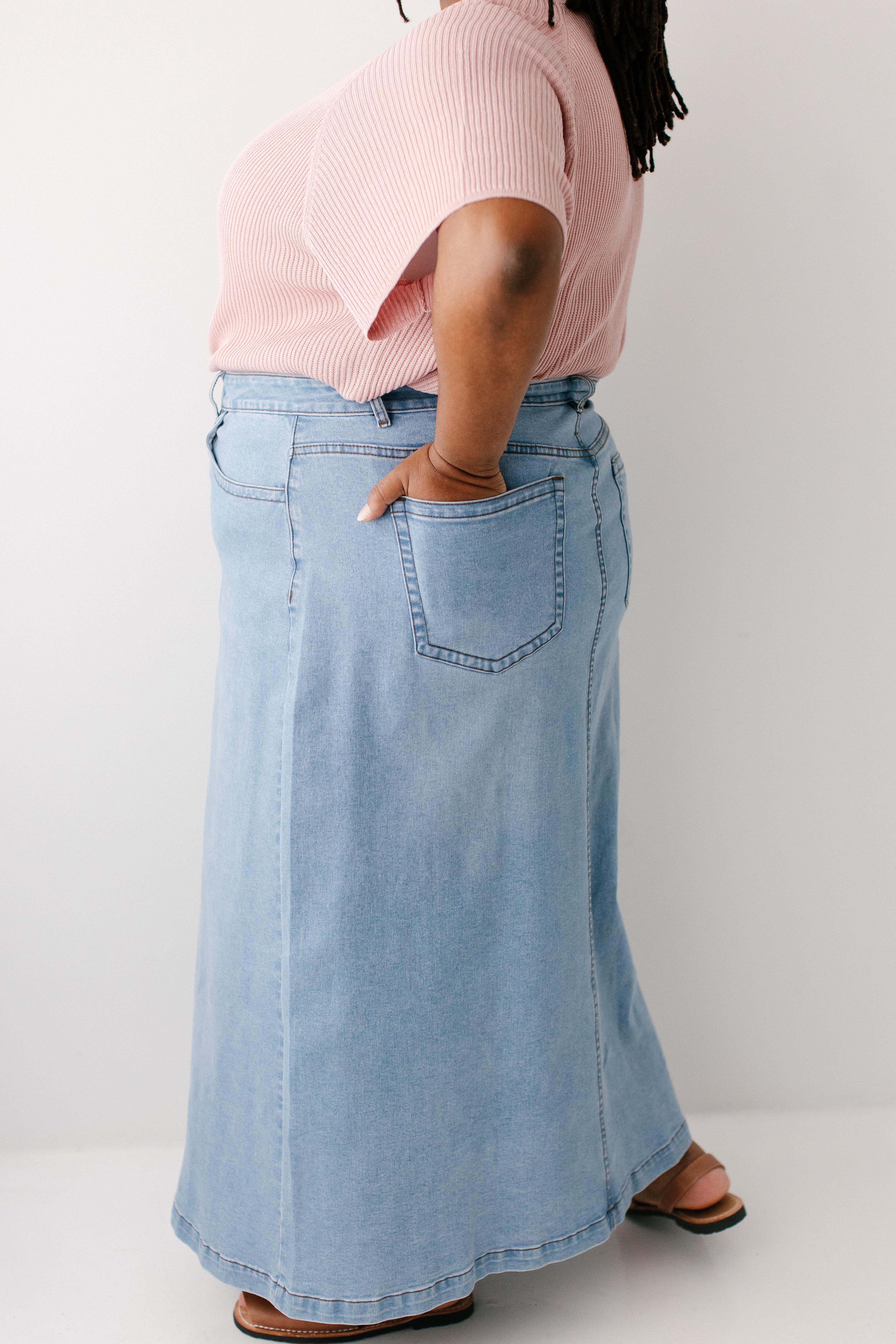 Renee A-Line Stretch Denim Maxi Skirt FINAL SALE - Image 9