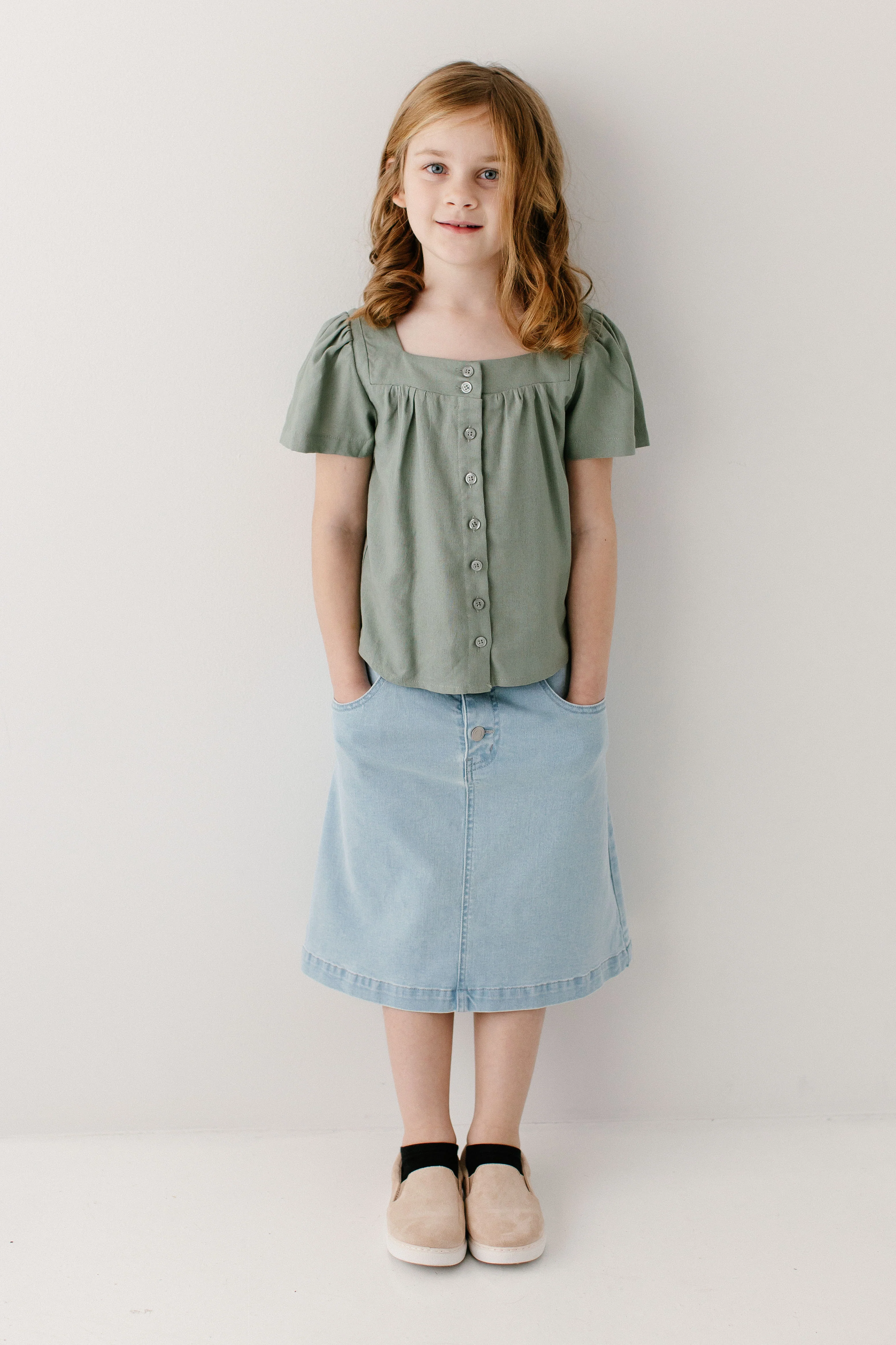 Sadie Girl Square Neck Button Down Top - Image 2