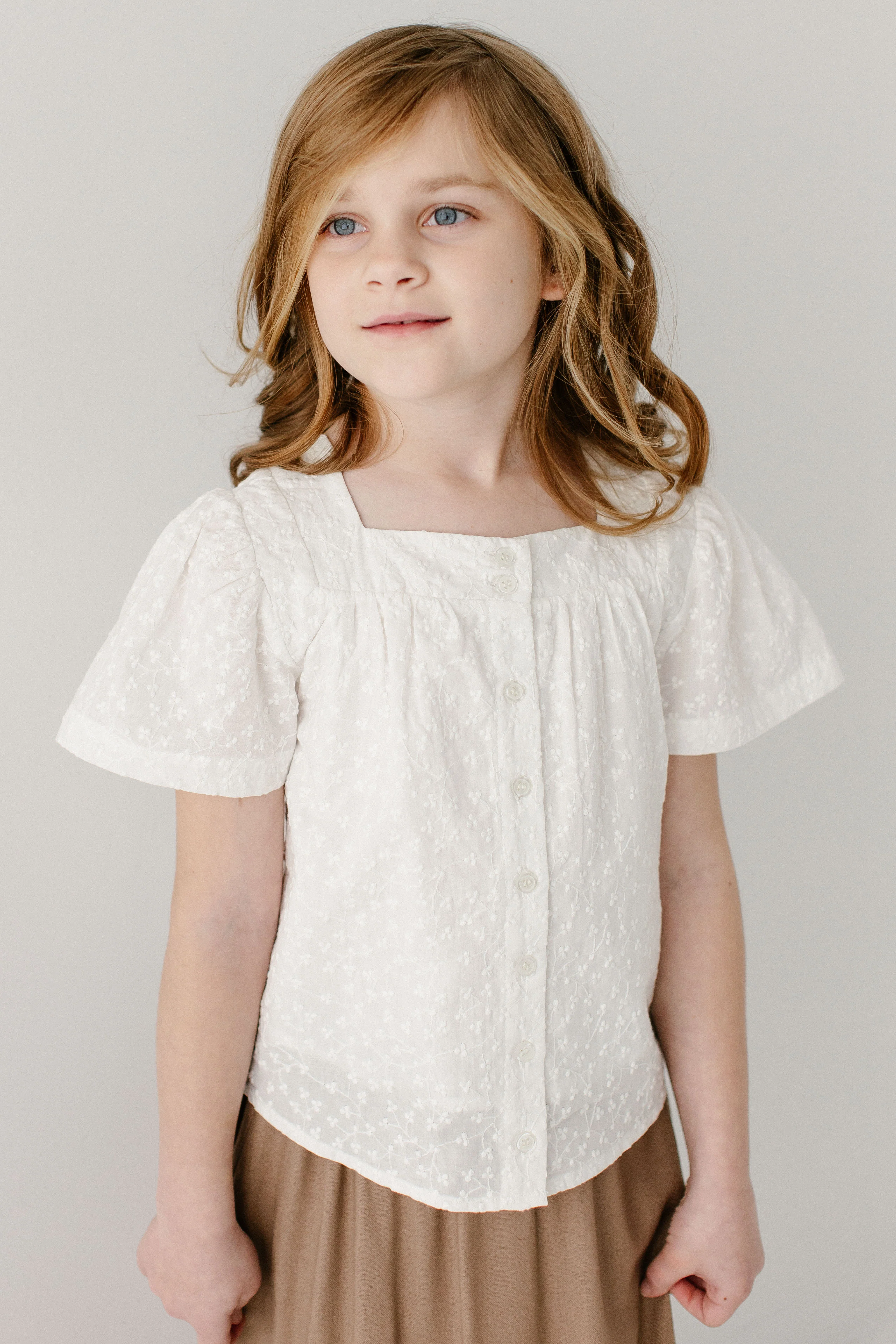 Sadie Girl Square Neck Embroidered Top
