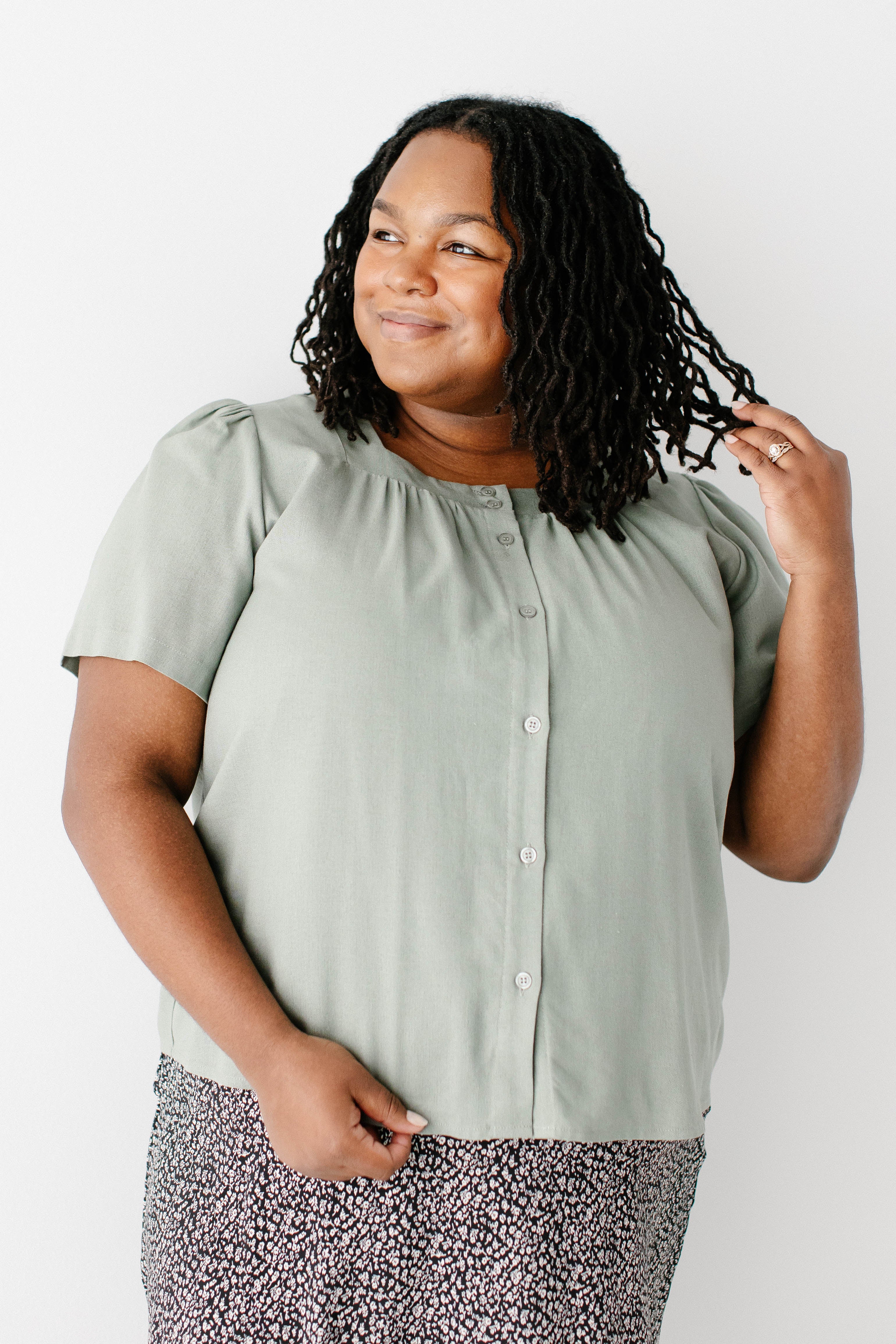 Sadie Square Neck Button Down Top - Image 2
