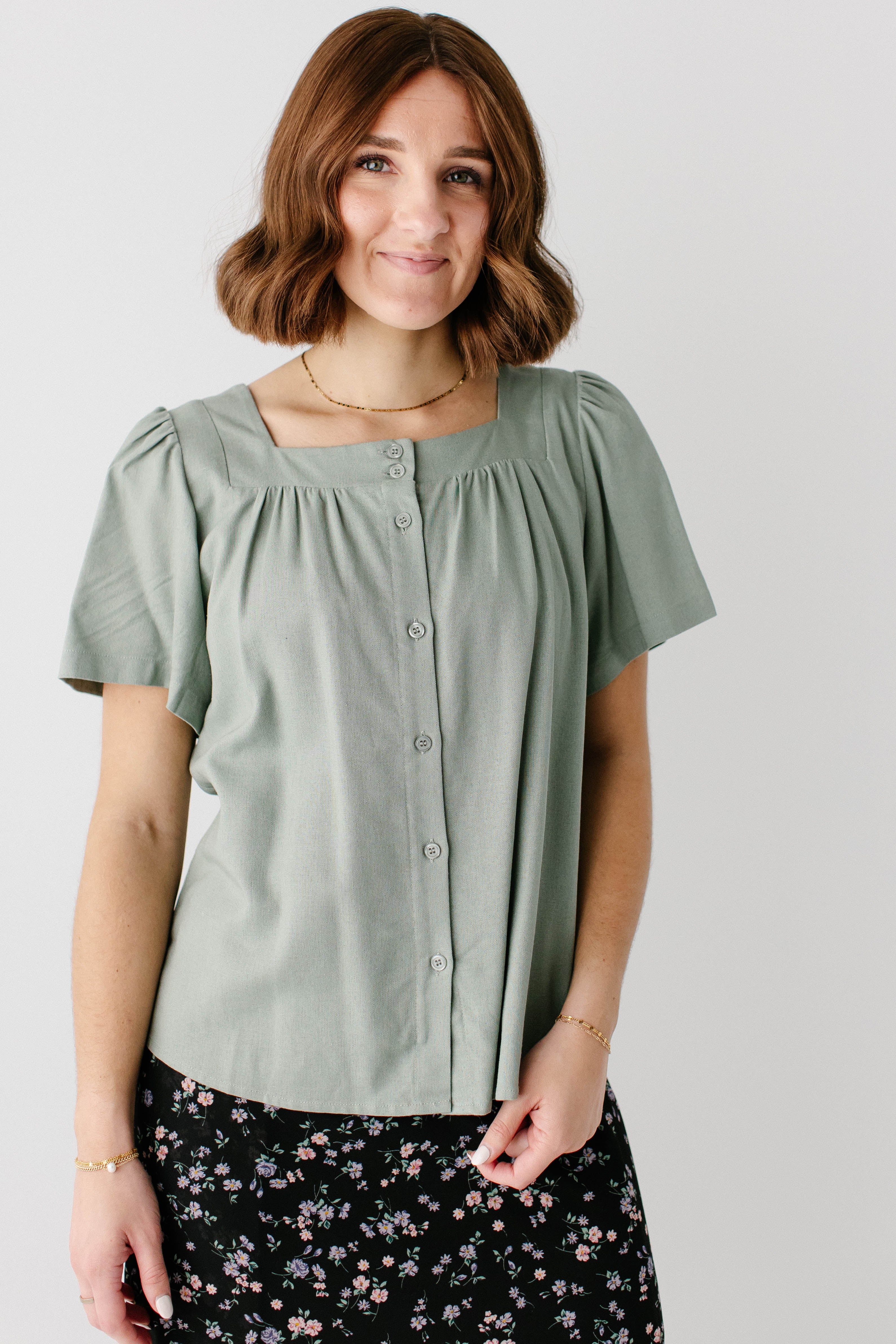 Sadie Square Neck Button Down Top - Image 3