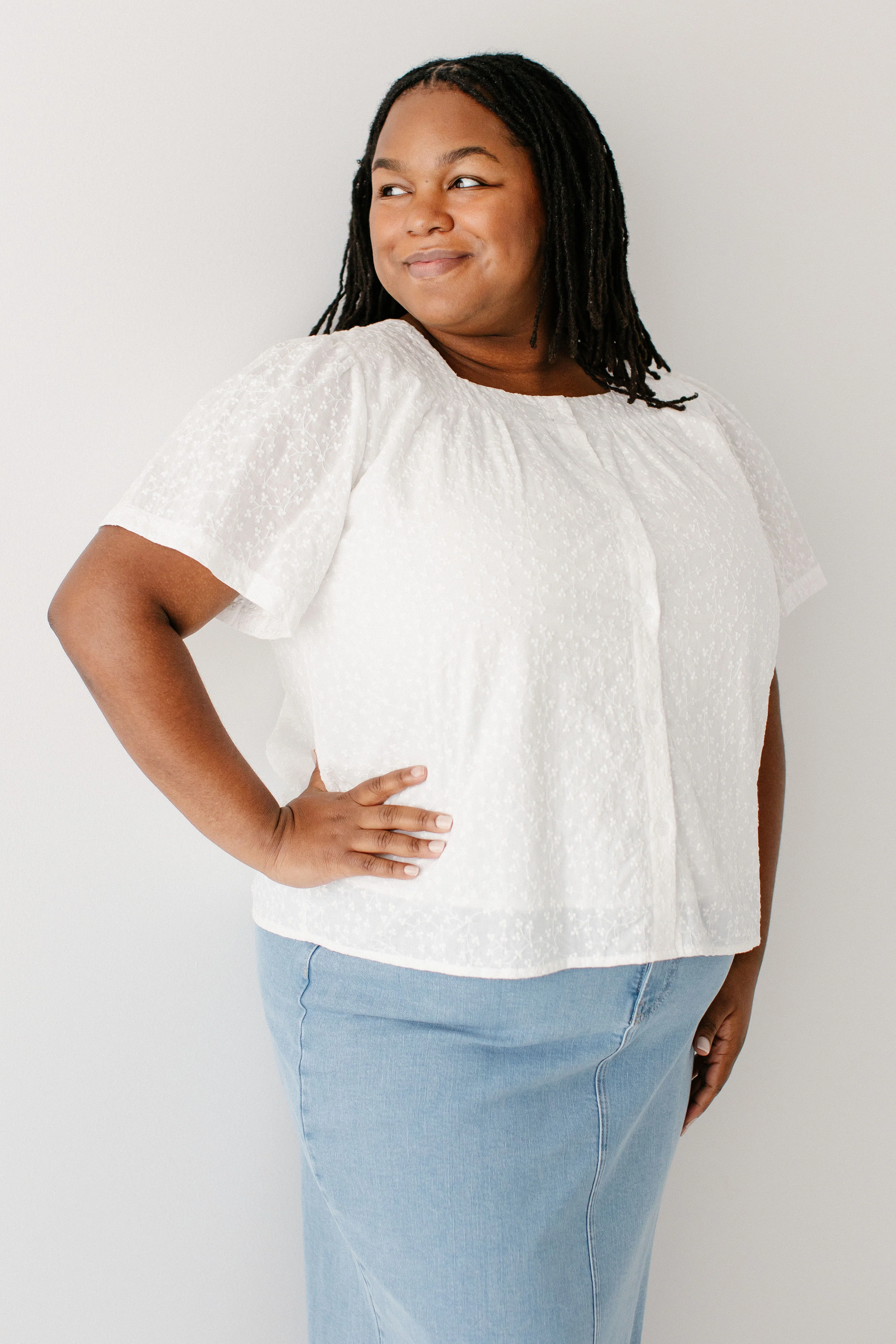 Sadie Square Neck Embroidered Top