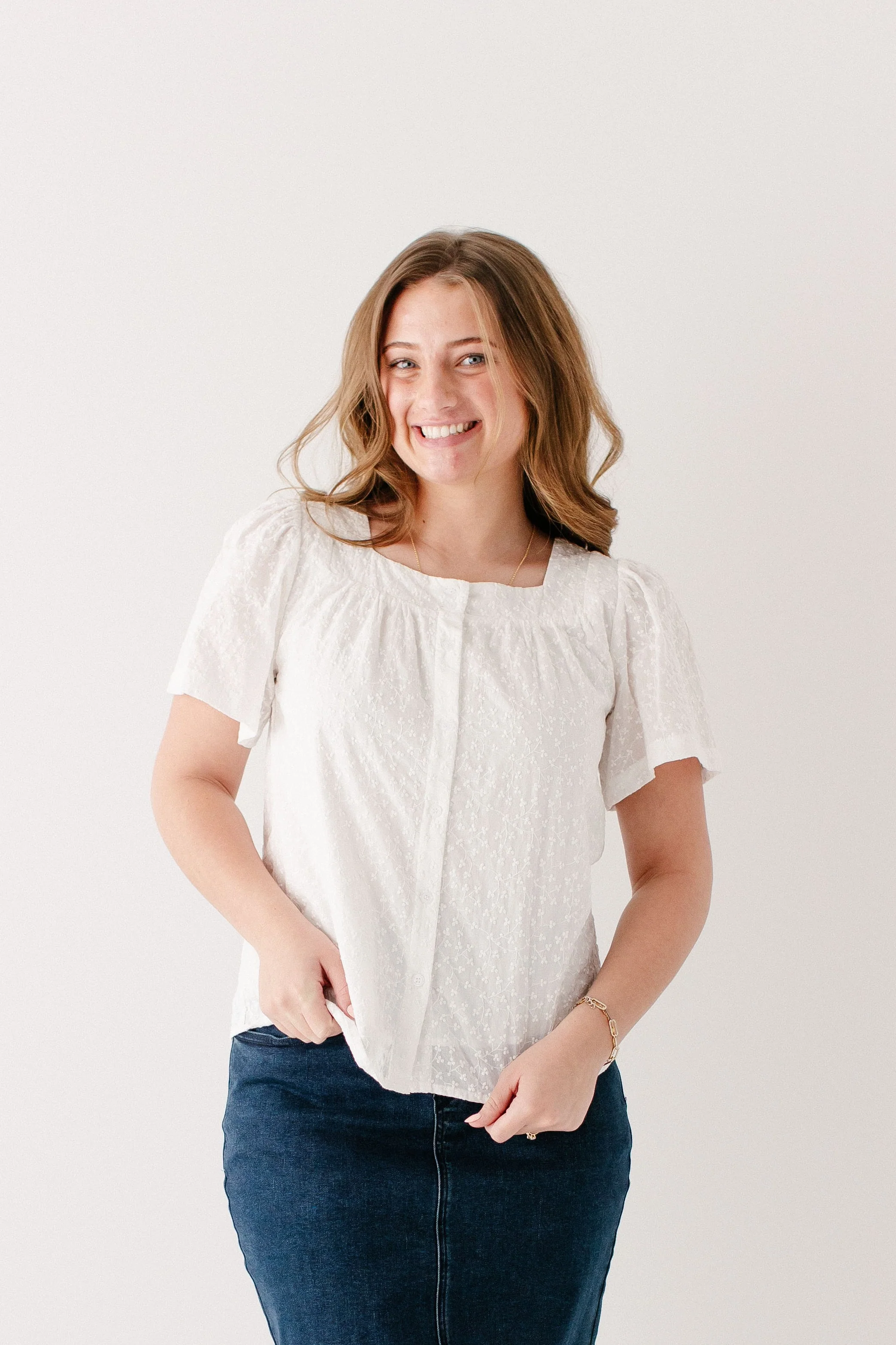 Sadie Square Neck Embroidered Top - Image 2