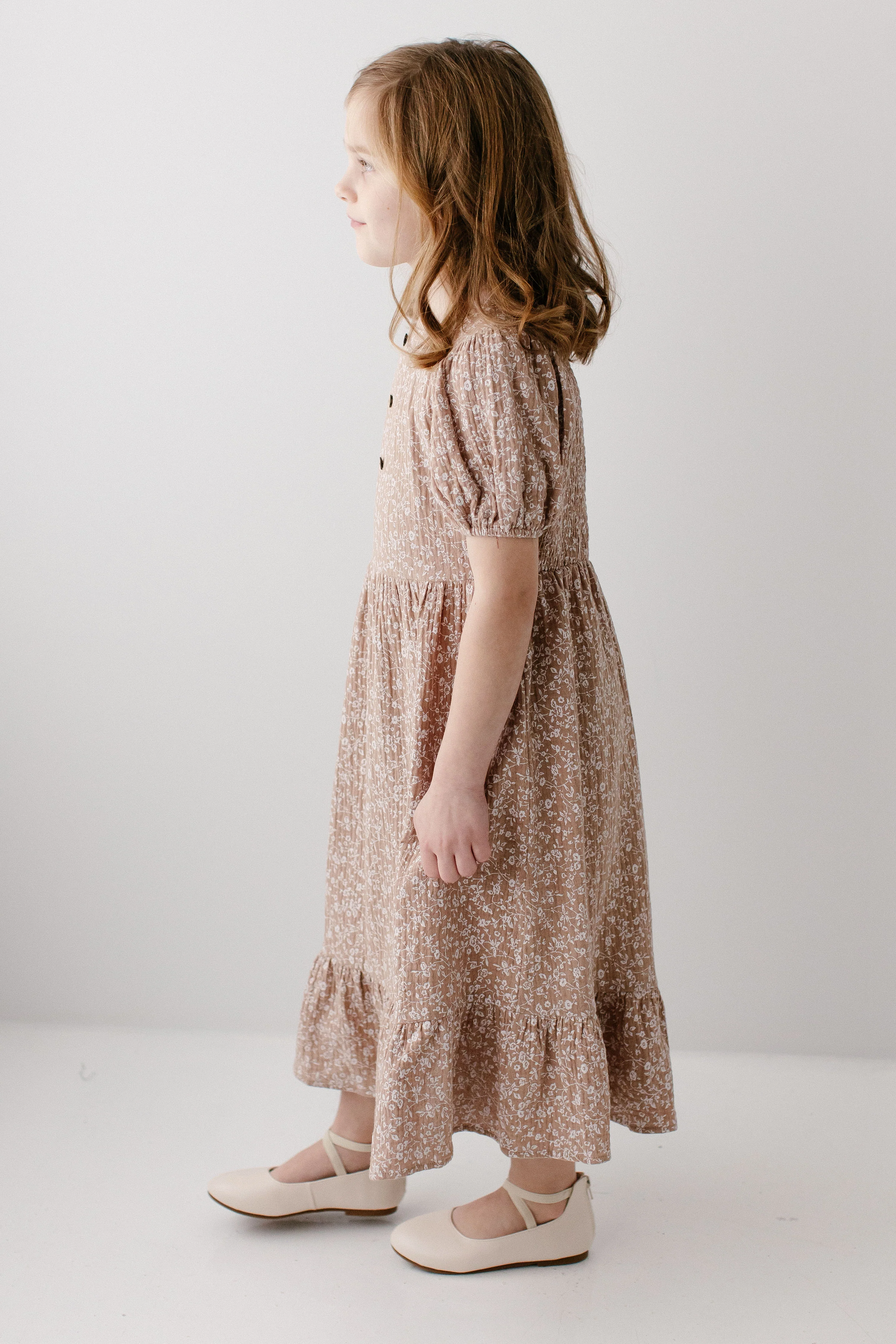 Samantha Girl Smocked Back Ditsy Floral Dress - Image 3