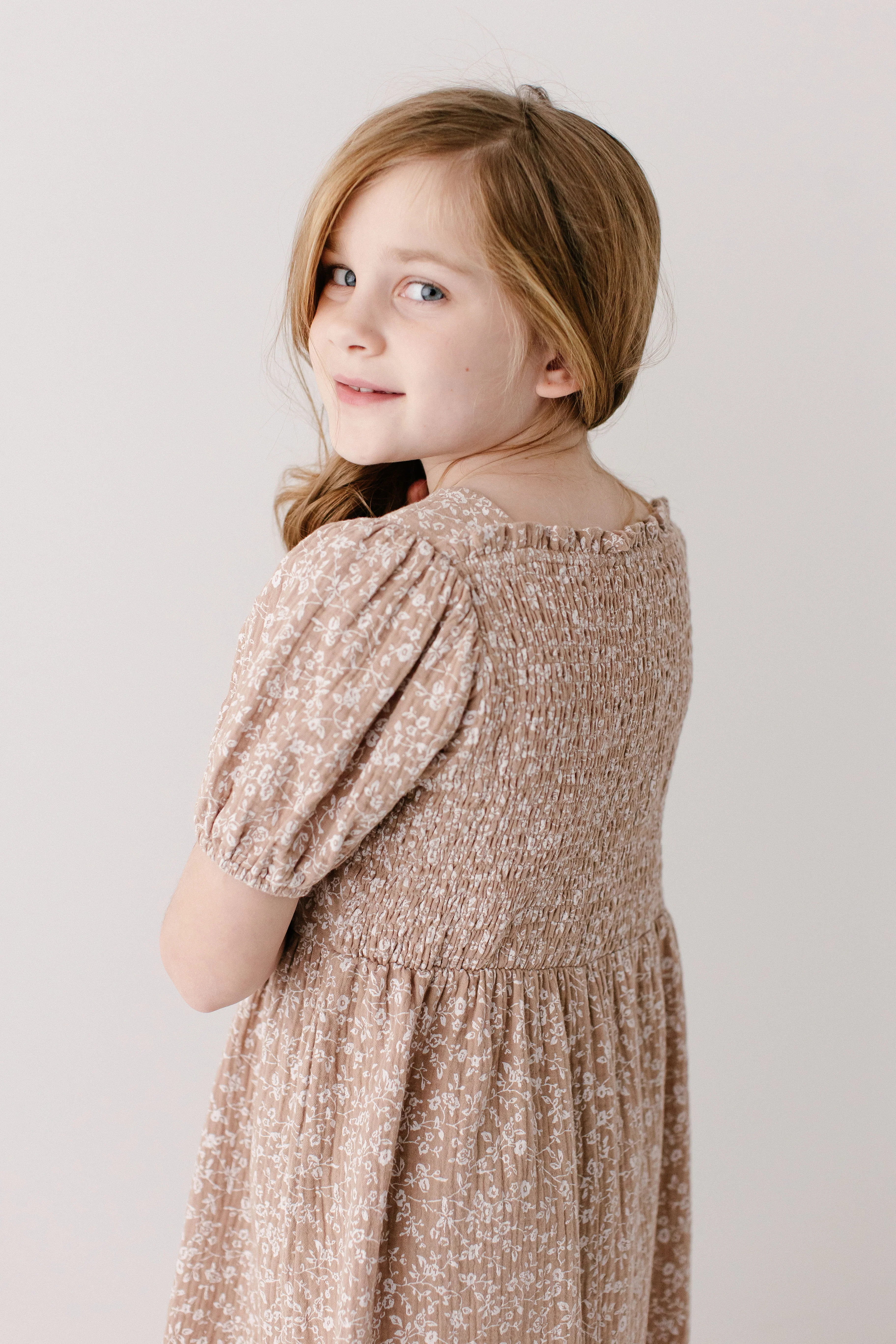 Samantha Girl Smocked Back Ditsy Floral Dress - Image 5