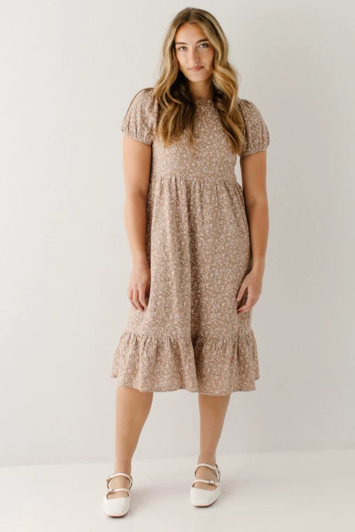 Samantha Smocked Back Ditsy Floral Midi Dress