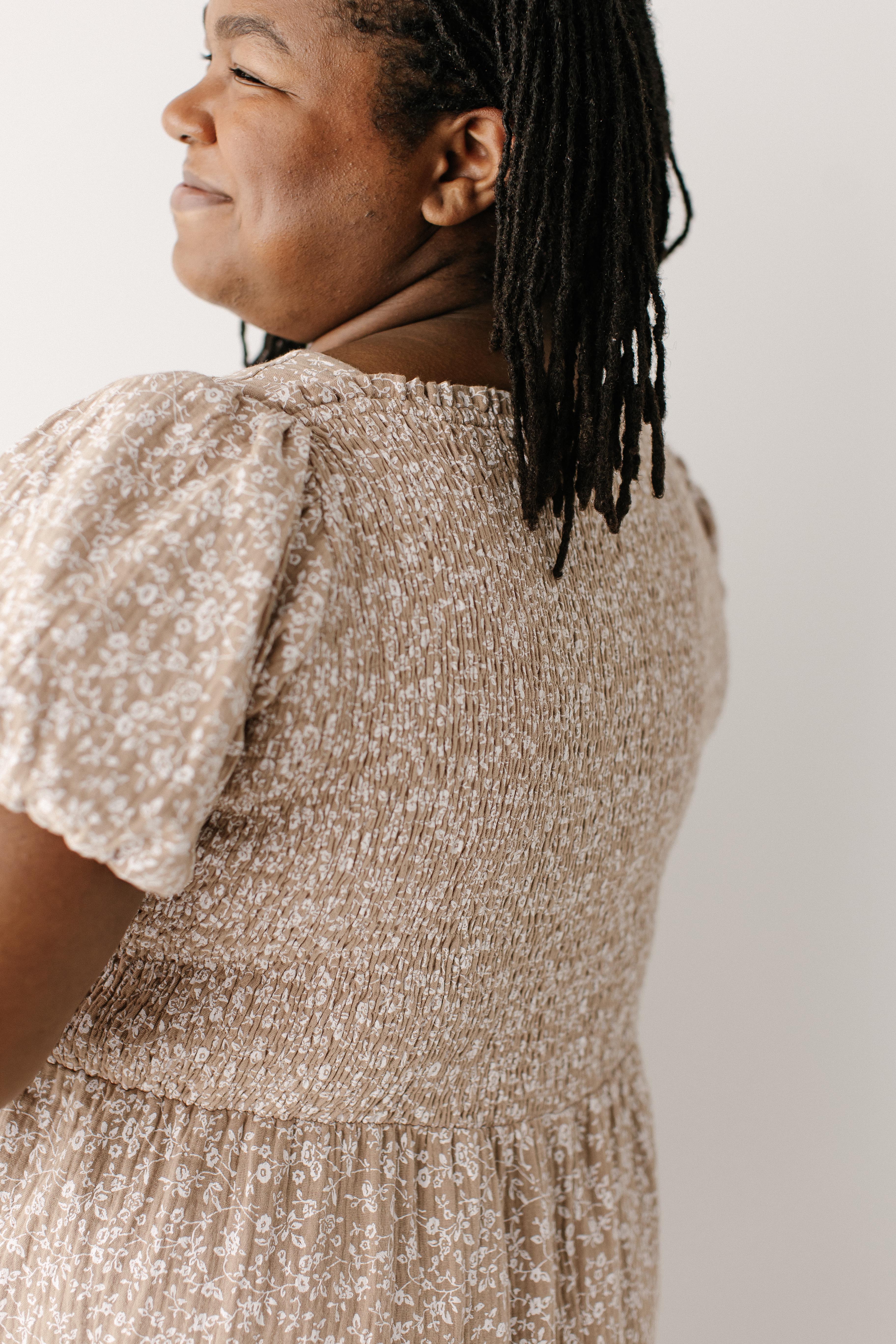 Samantha Smocked Back Ditsy Floral Midi Dress - Image 10