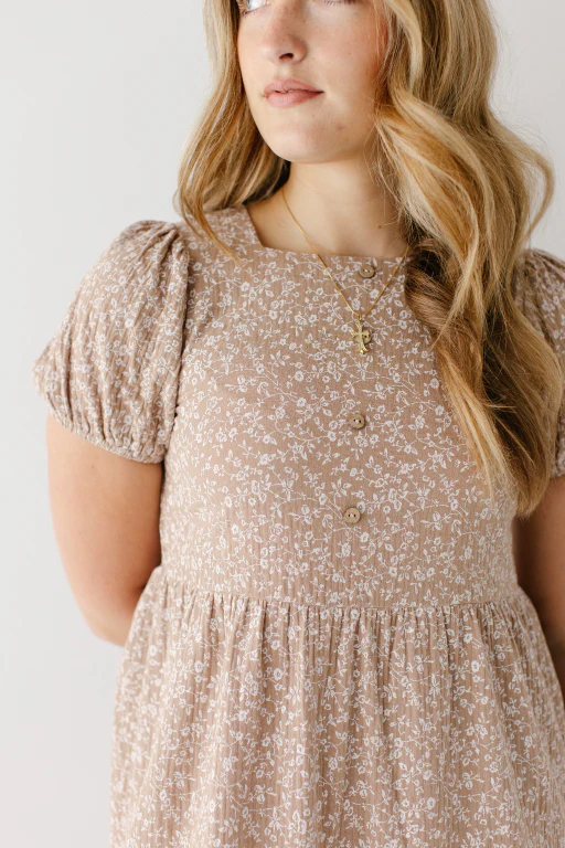 Samantha Smocked Back Ditsy Floral Midi Dress - Image 3