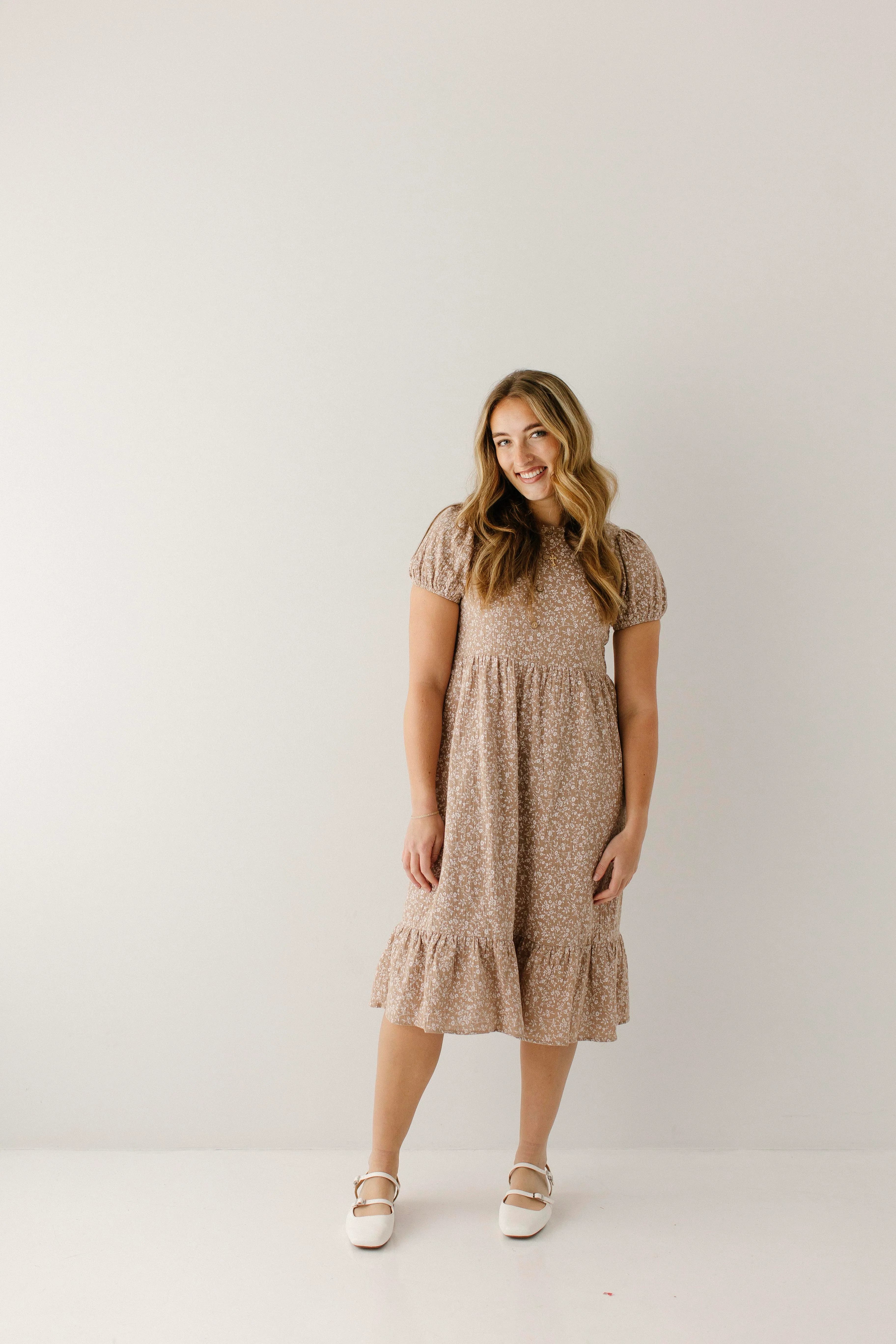 Samantha Smocked Back Ditsy Floral Midi Dress - Image 5