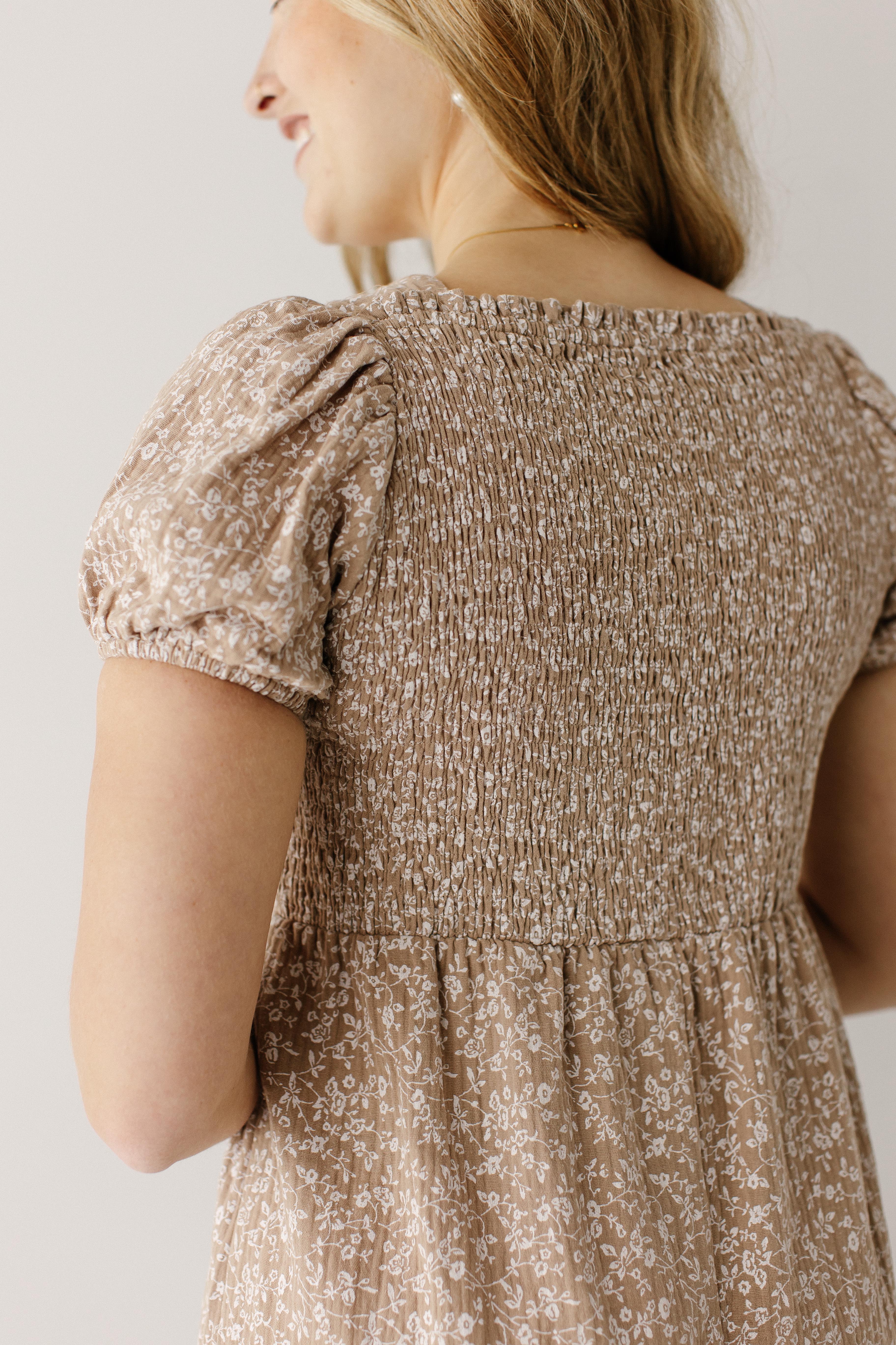 Samantha Smocked Back Ditsy Floral Midi Dress - Image 6
