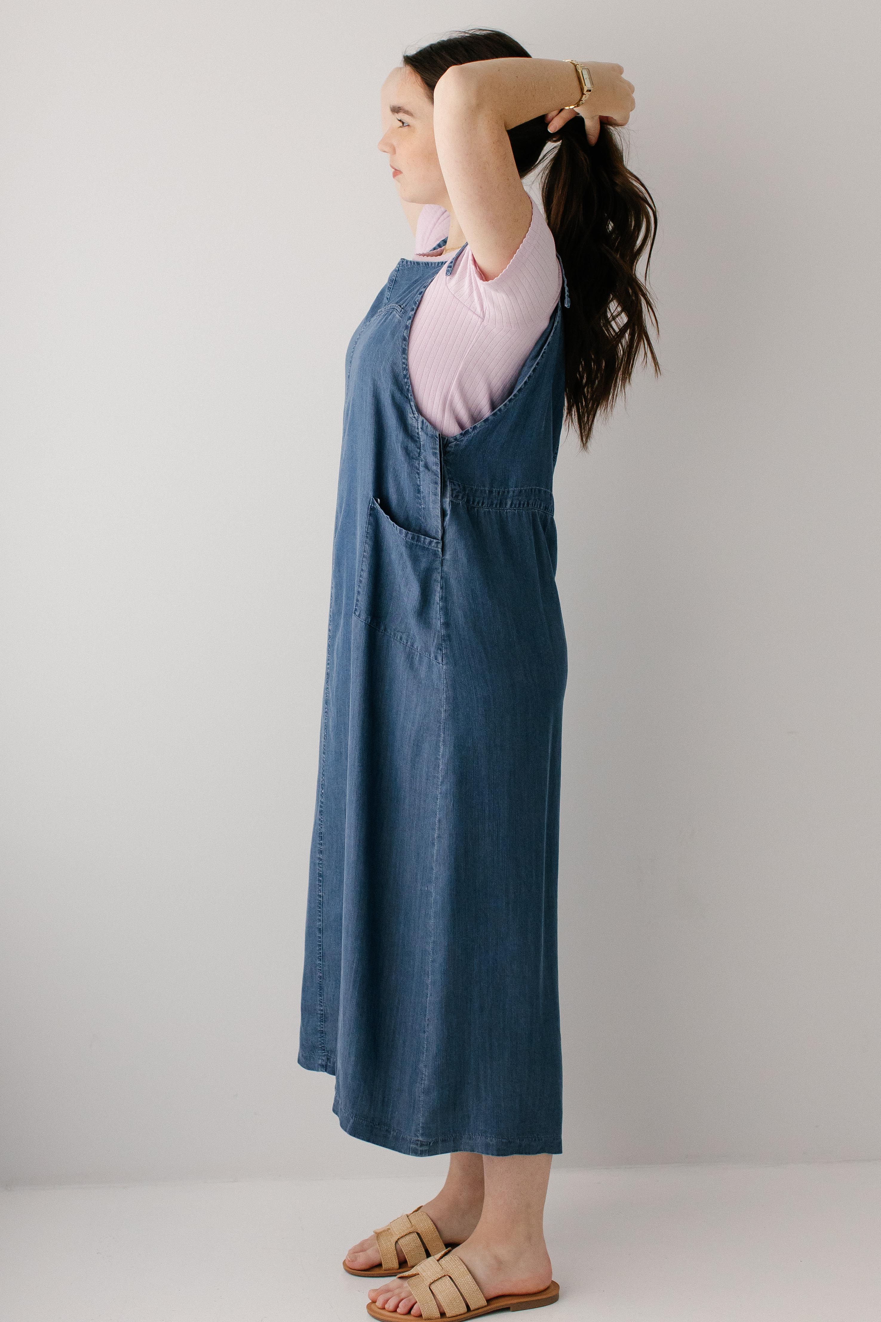 Sandra Chambray Tie Strap Maxi Dress - Image 4