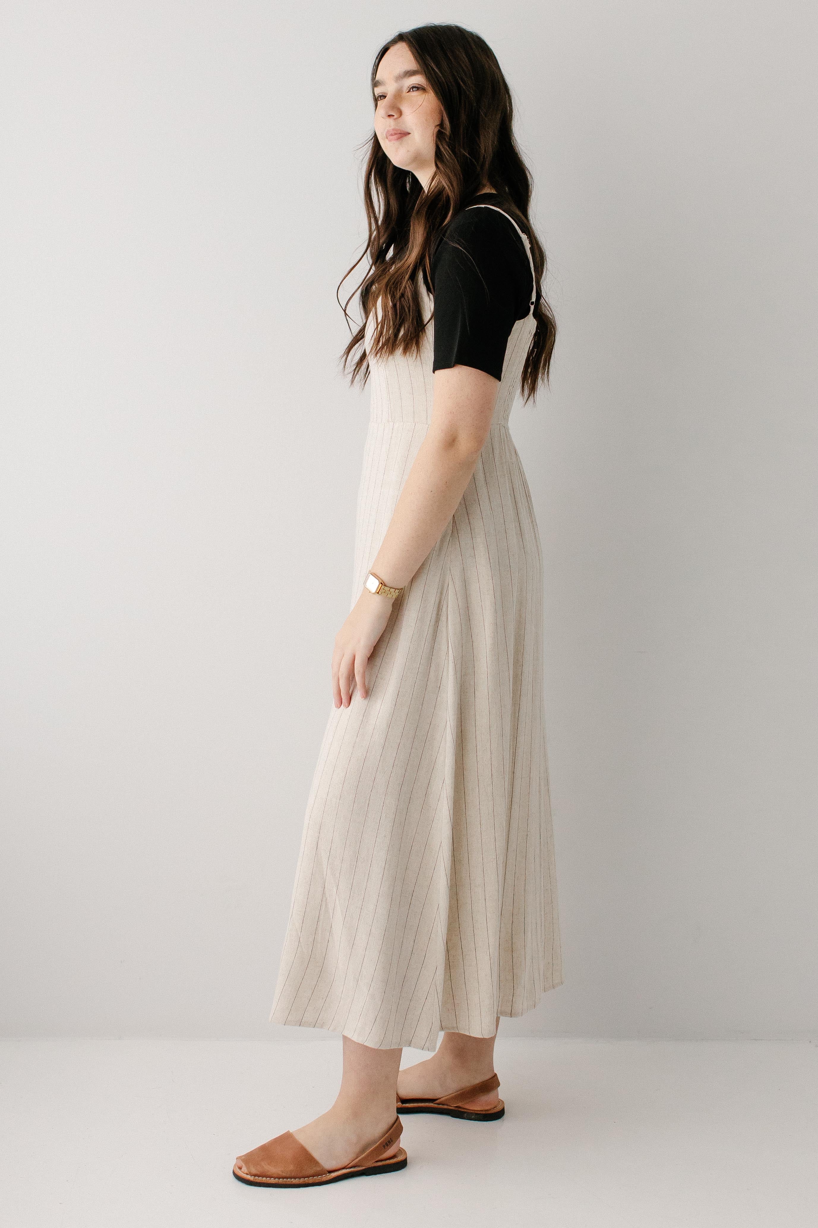 Sandy Pinstripe Overall Maxi Dress - Image 5