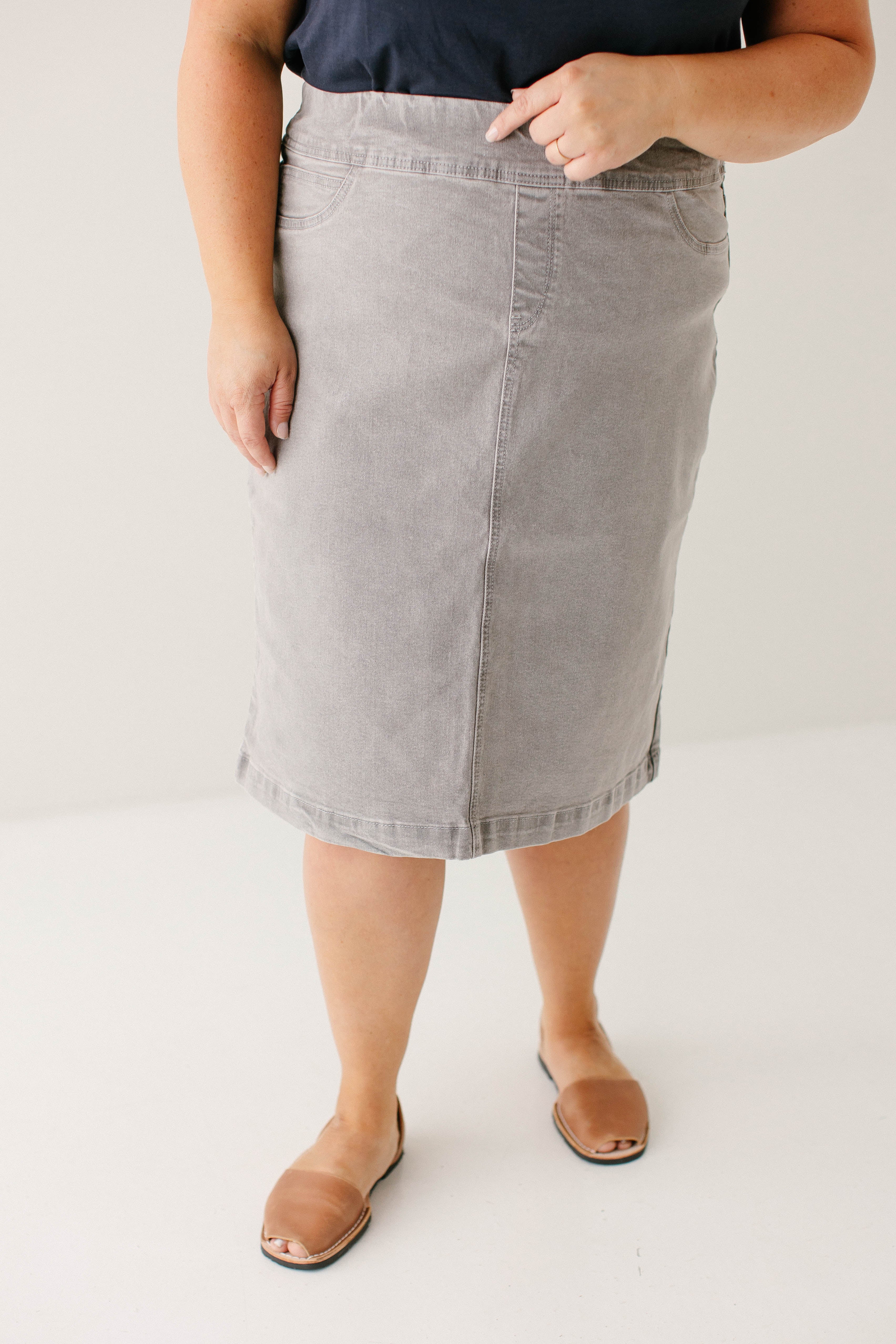 Sara Classic Knee Length Denim Skirt FINAL SALE - Image 6