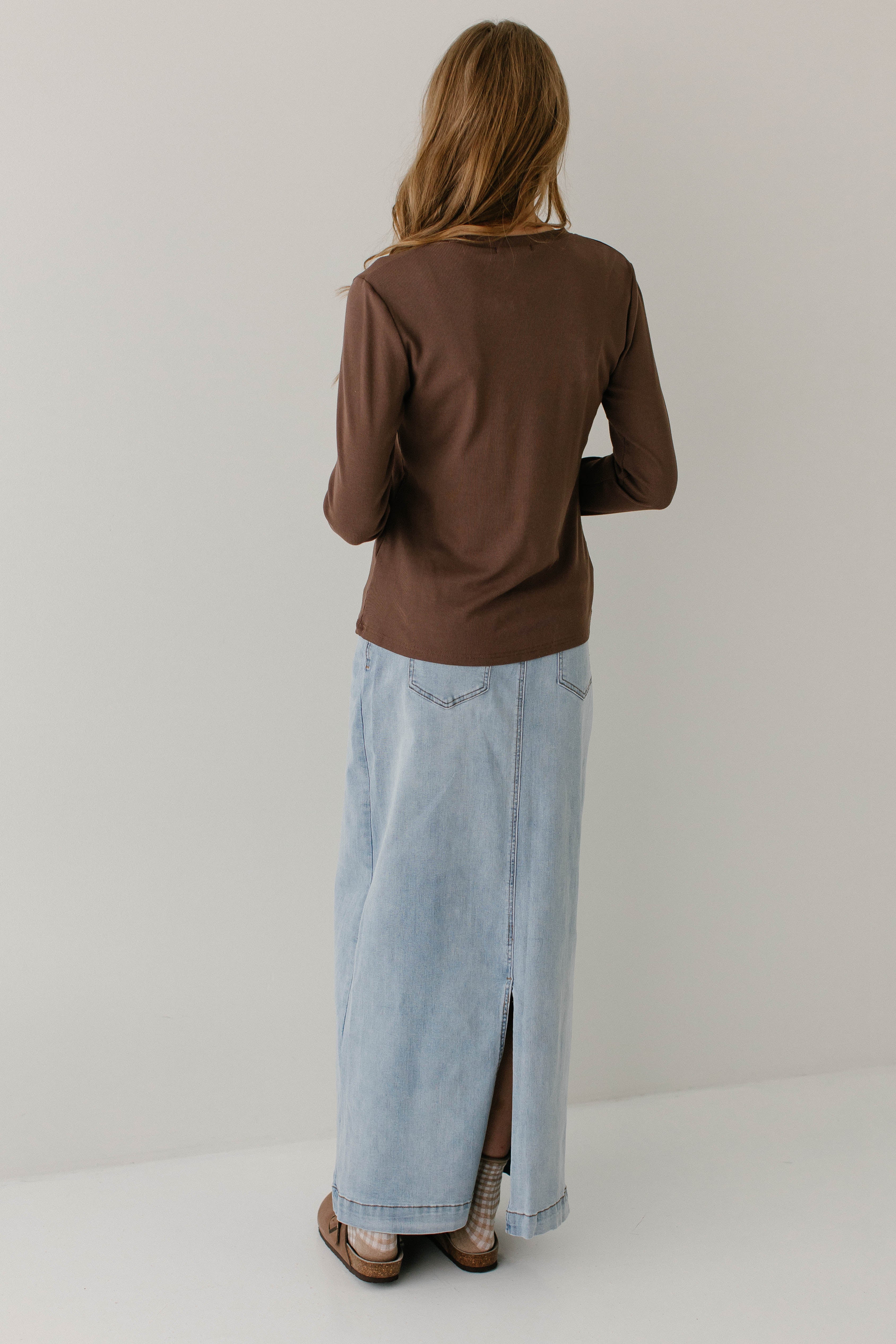 Sara Classic Long Stretch Denim Skirt FINAL SALE - Image 12