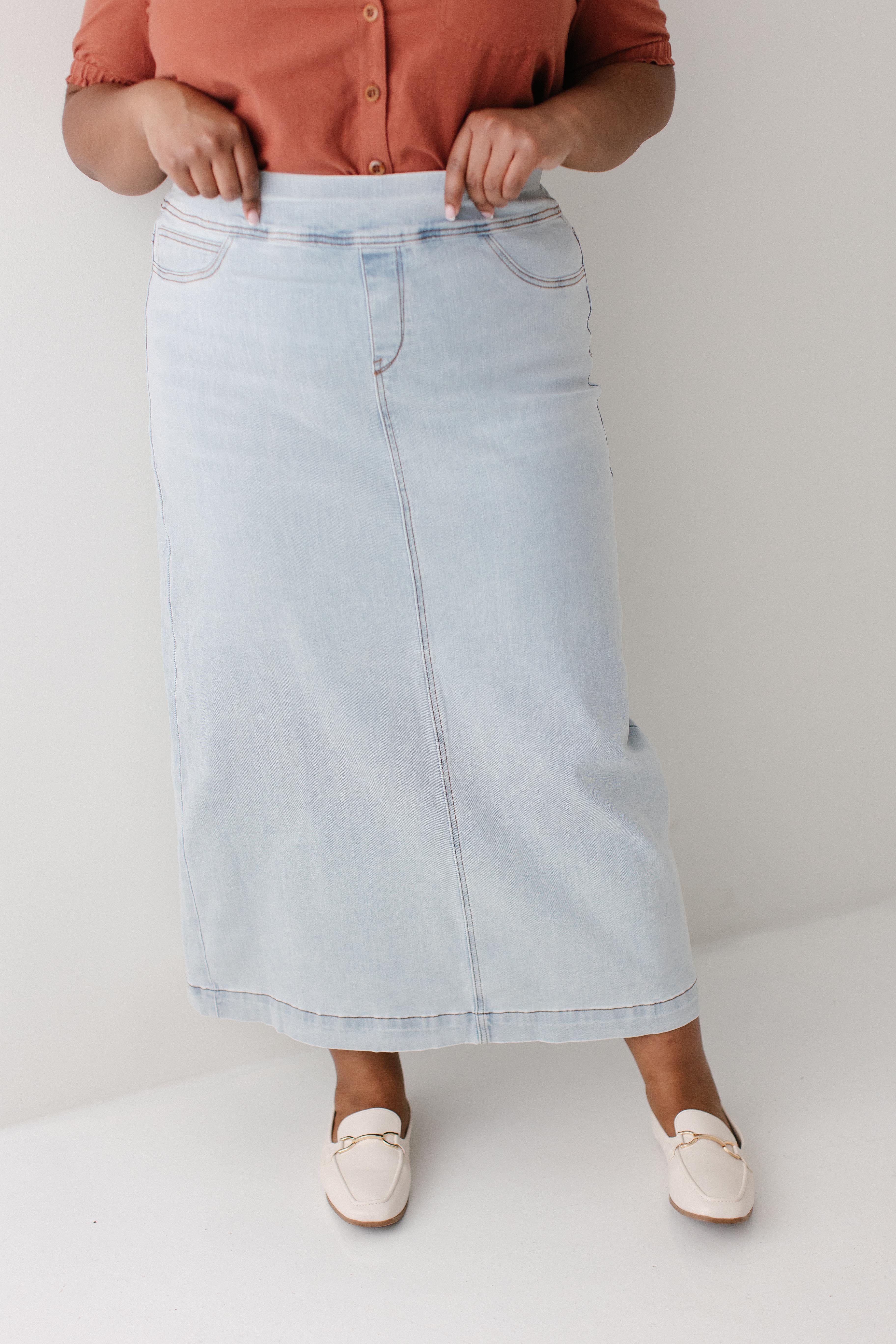 Sara Classic Long Stretch Denim Skirt FINAL SALE - Image 17