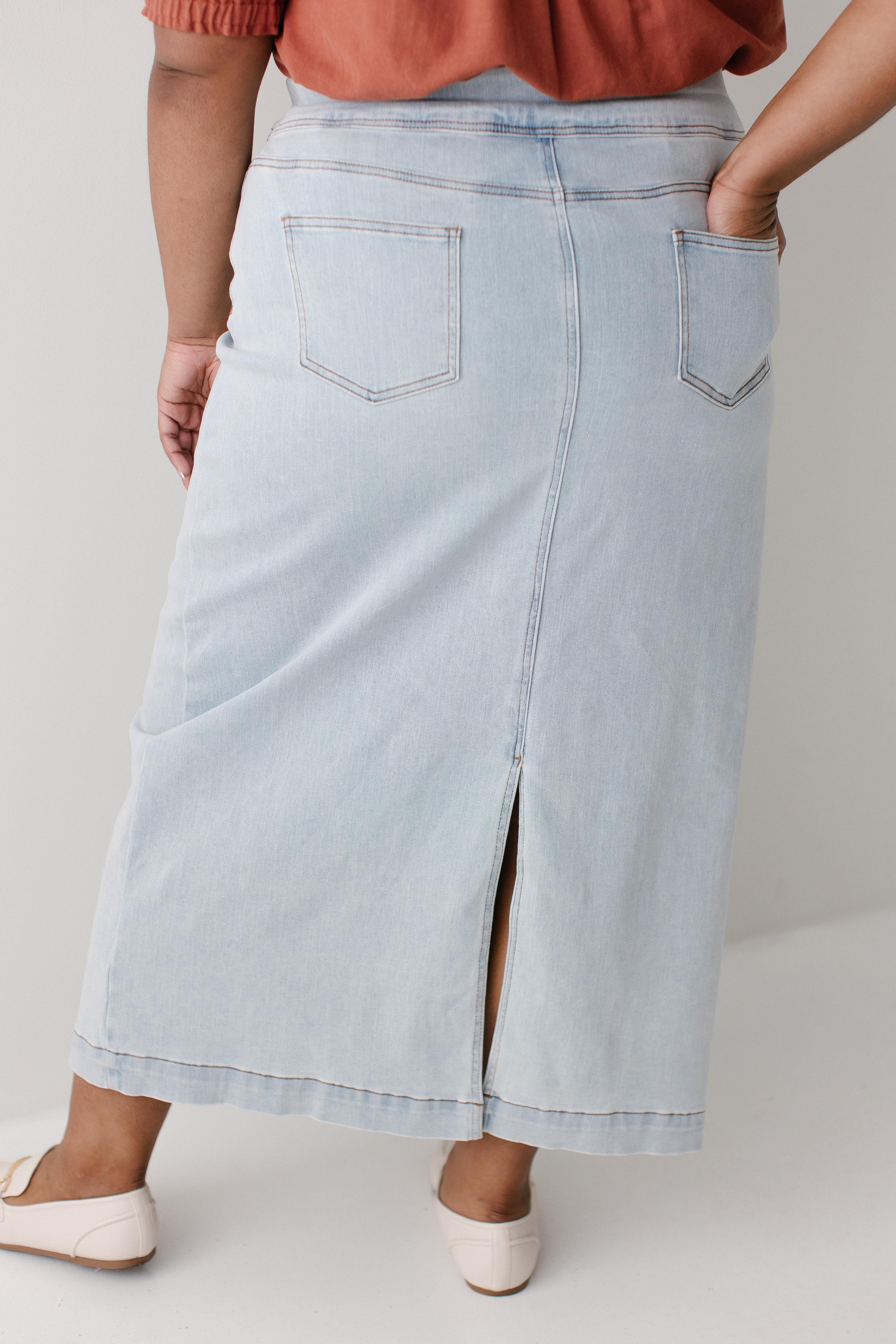 Sara Classic Long Stretch Denim Skirt FINAL SALE - Image 18