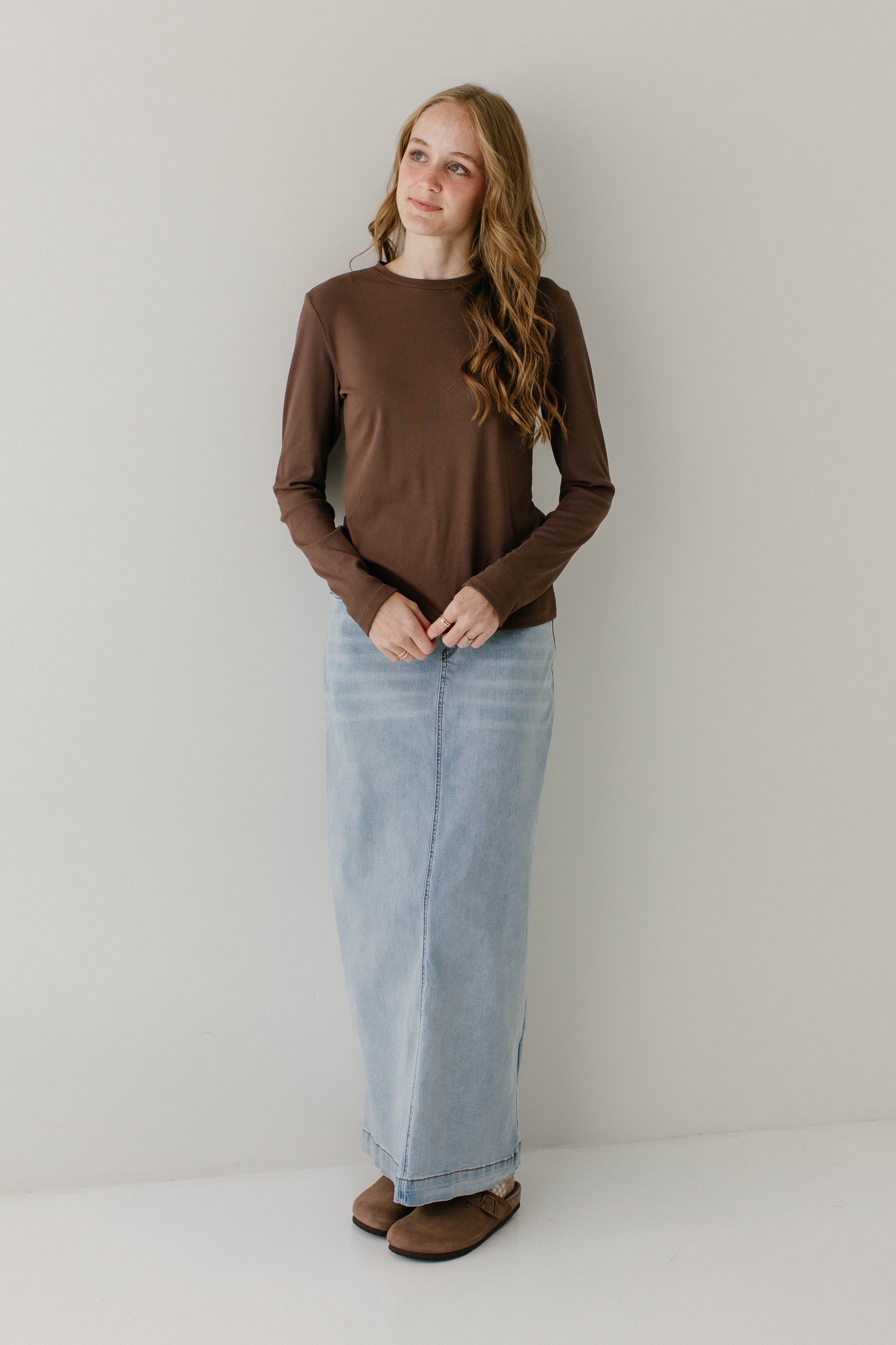 Sara Classic Long Stretch Denim Skirt FINAL SALE - Image 8