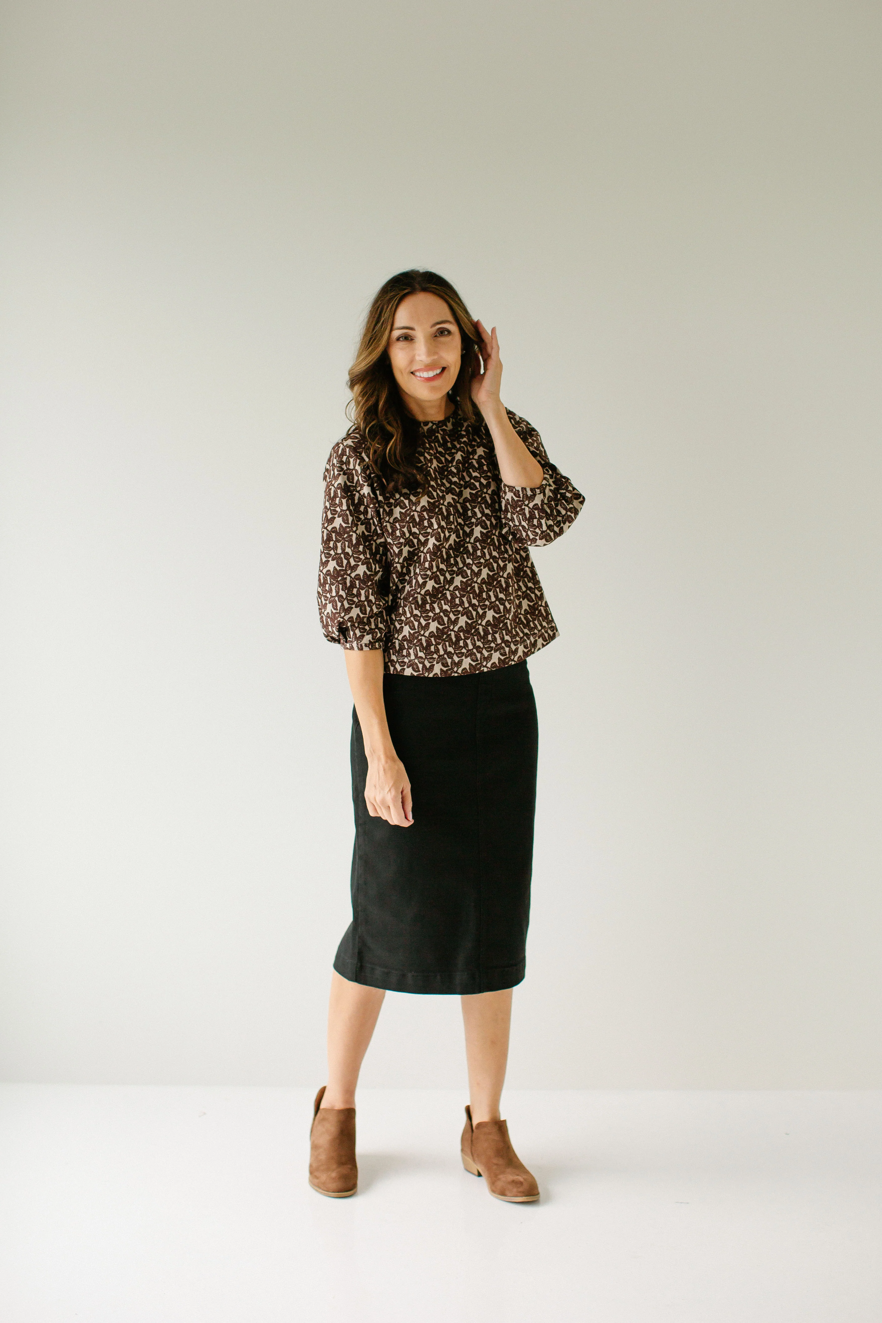 Sara Stretch Denim Skirt in Black - Image 13