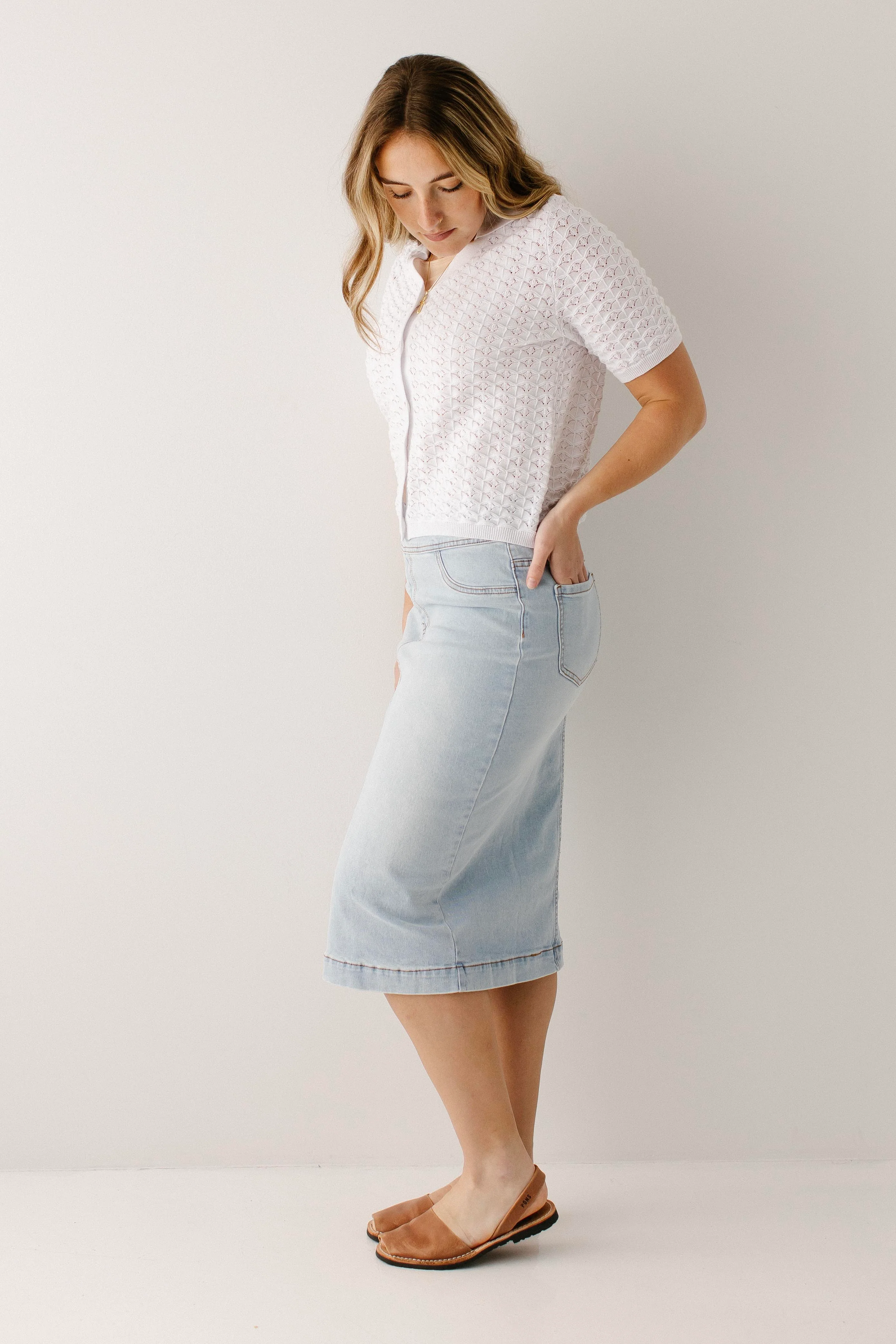 Sara Stretch Denim Skirt - Image 16