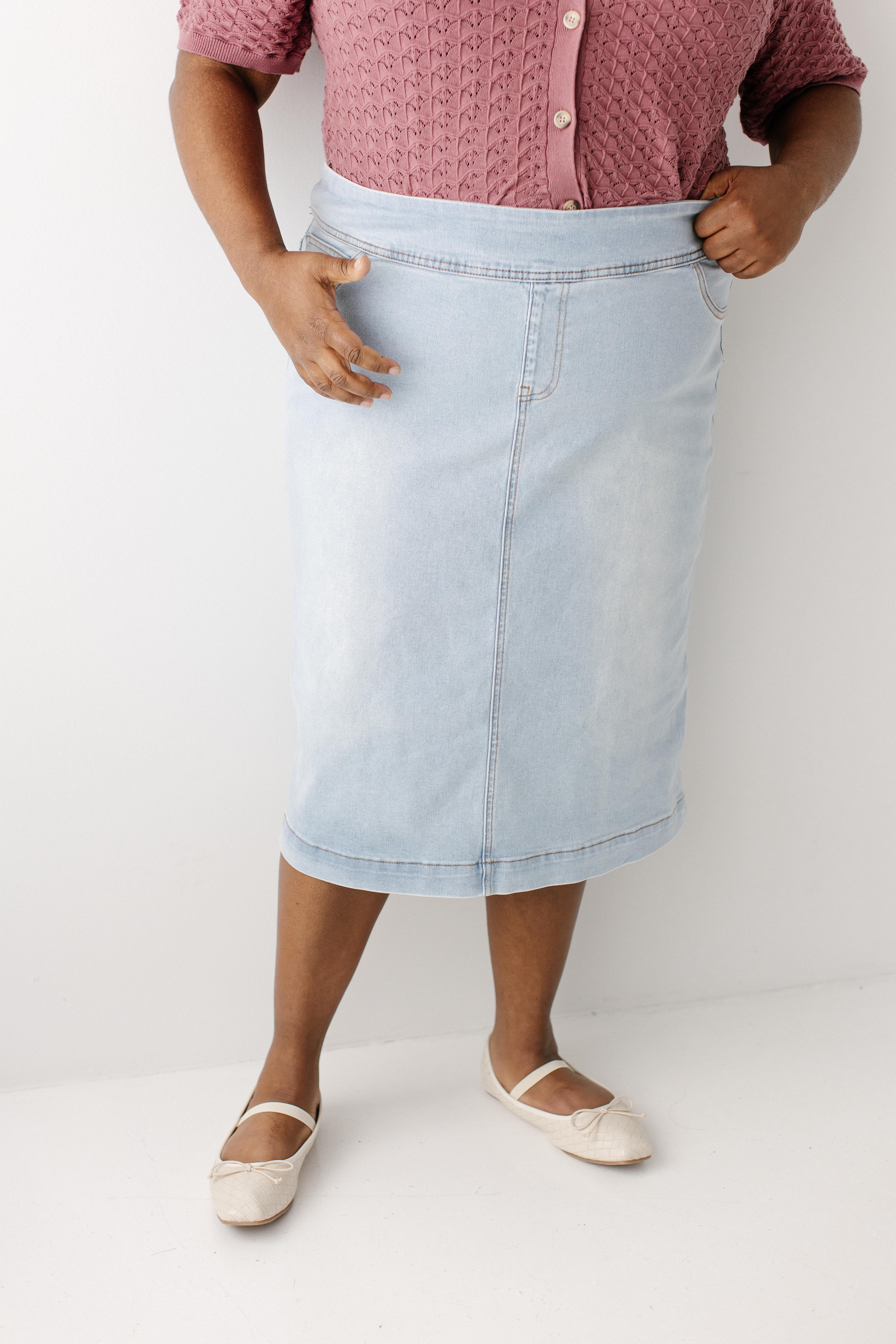 Sara Stretch Denim Skirt - Image 19