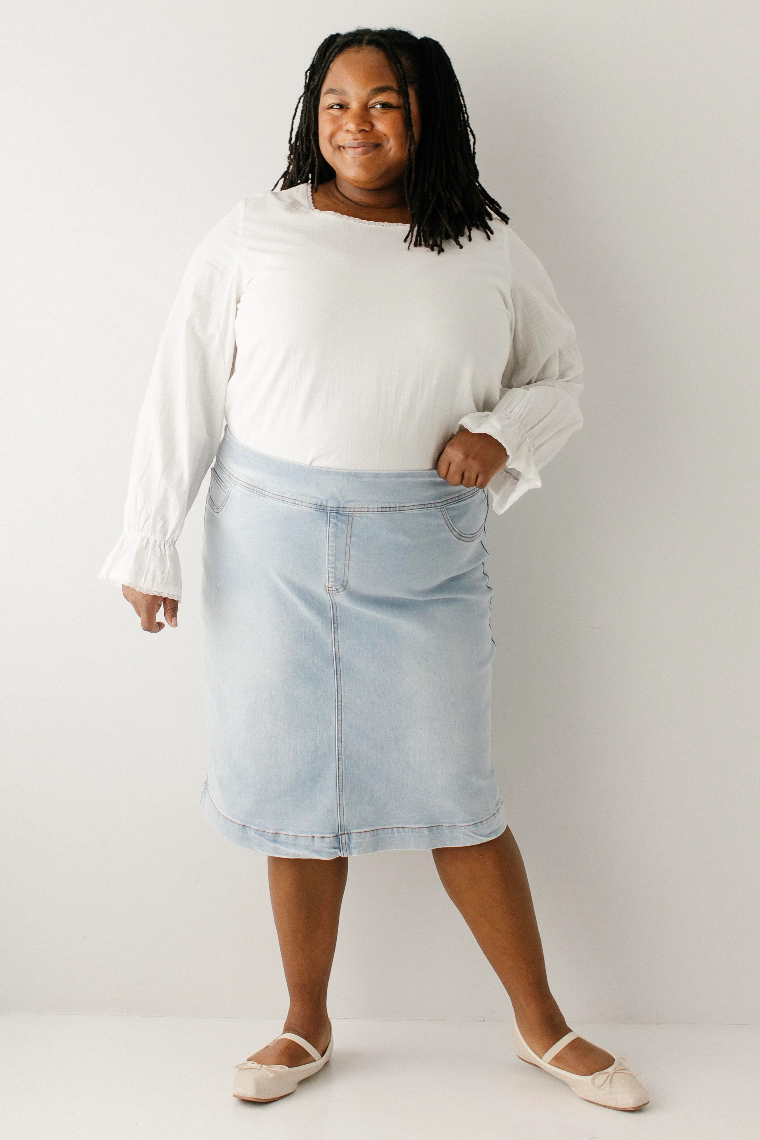 Sara Stretch Denim Skirt - Image 8
