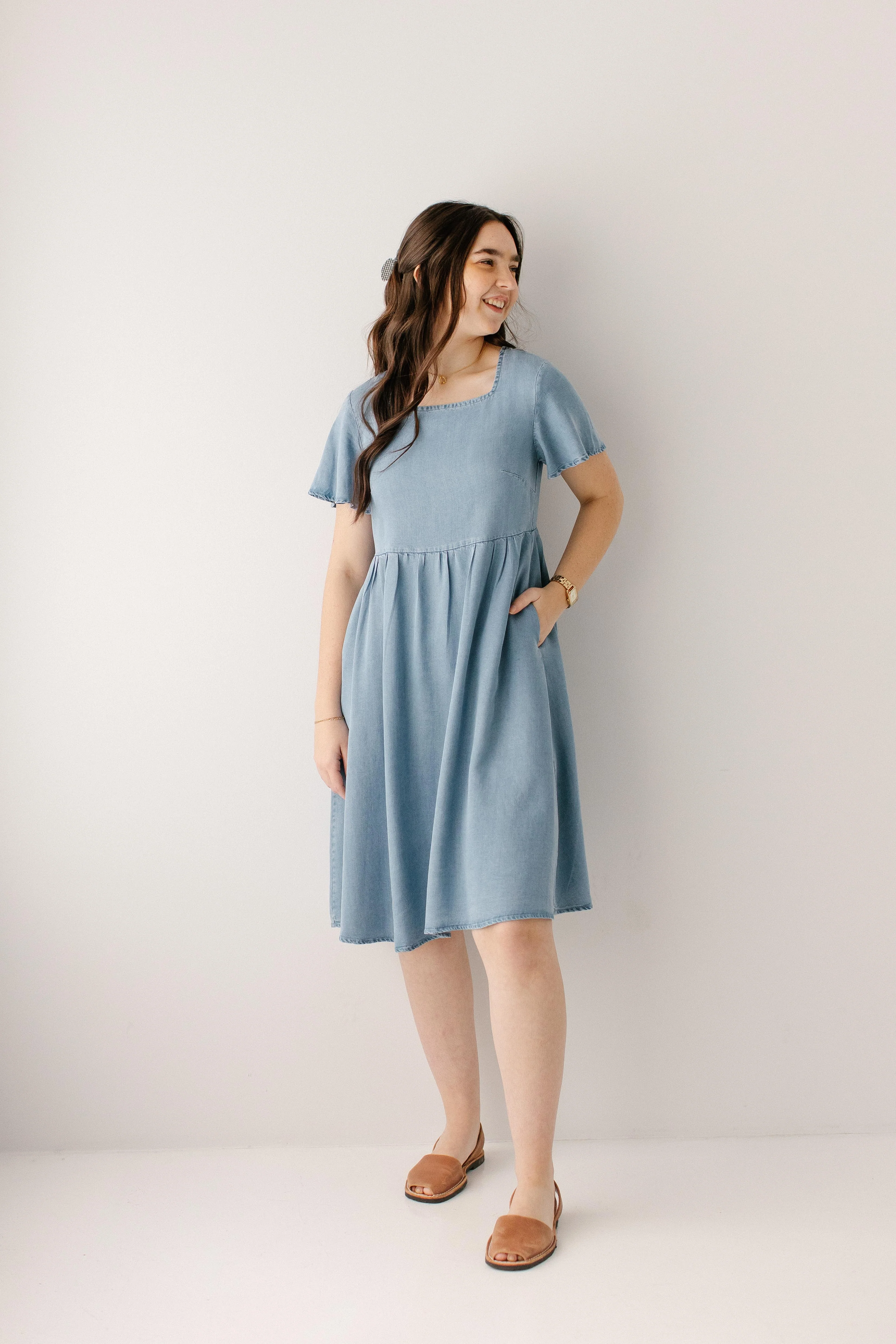 Savannah Square Neck Knee Length Dress - Image 12