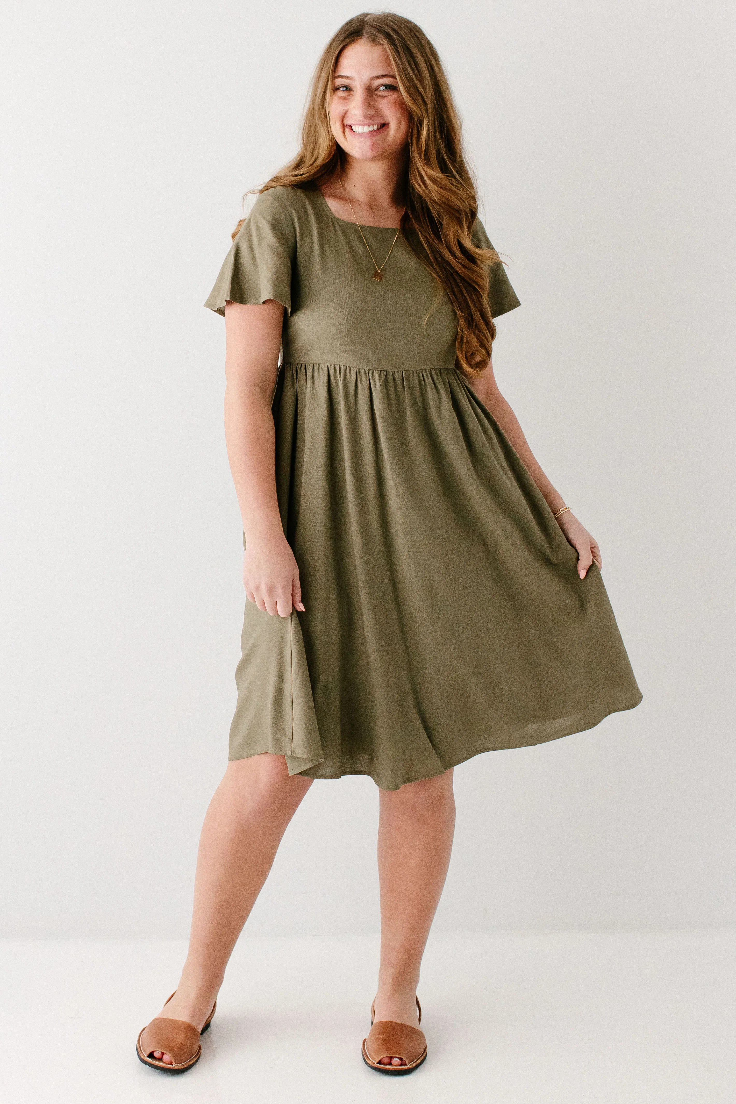 Savannah Square Neck Knee Length Dress - Image 19