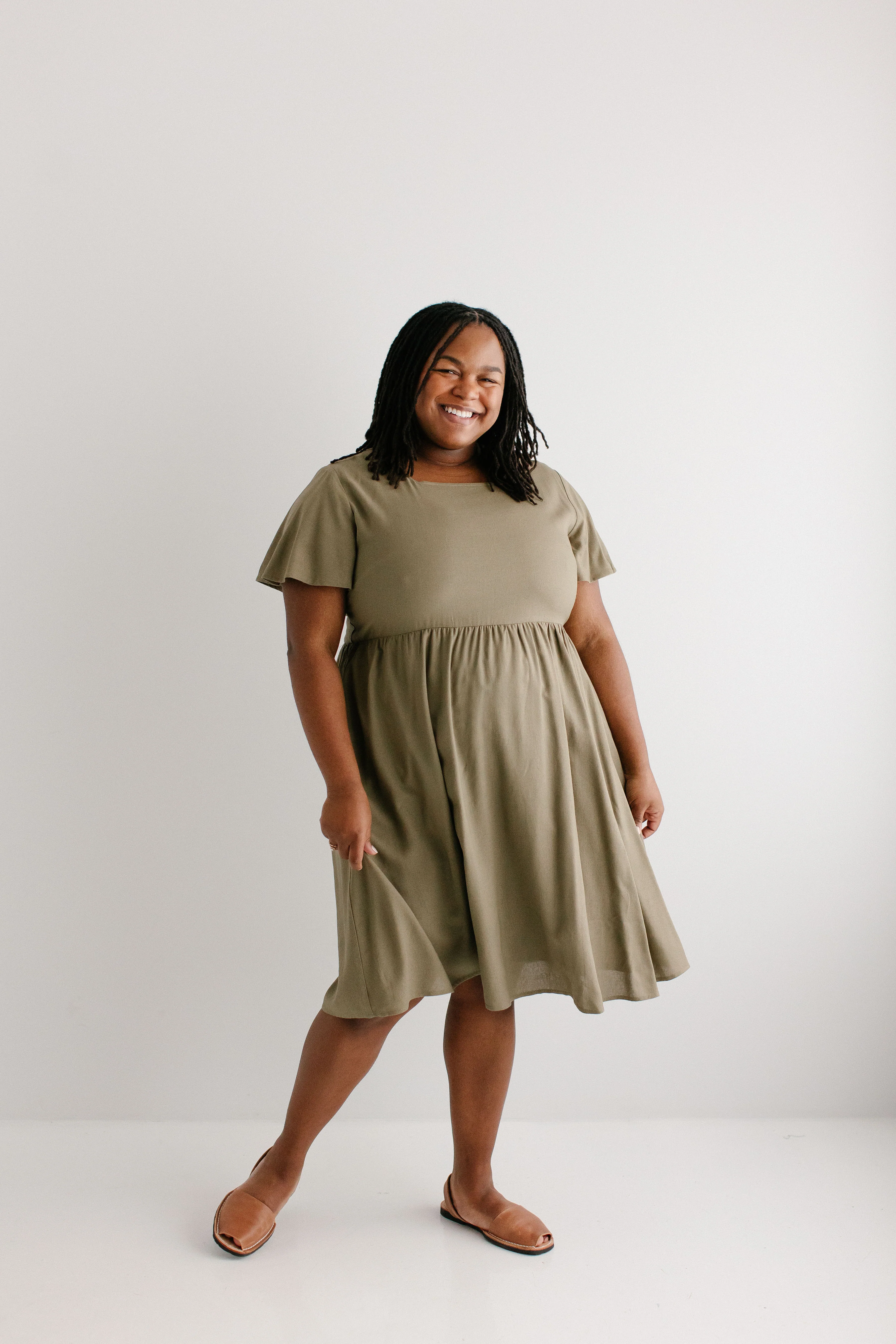 Savannah Square Neck Knee Length Dress - Image 20