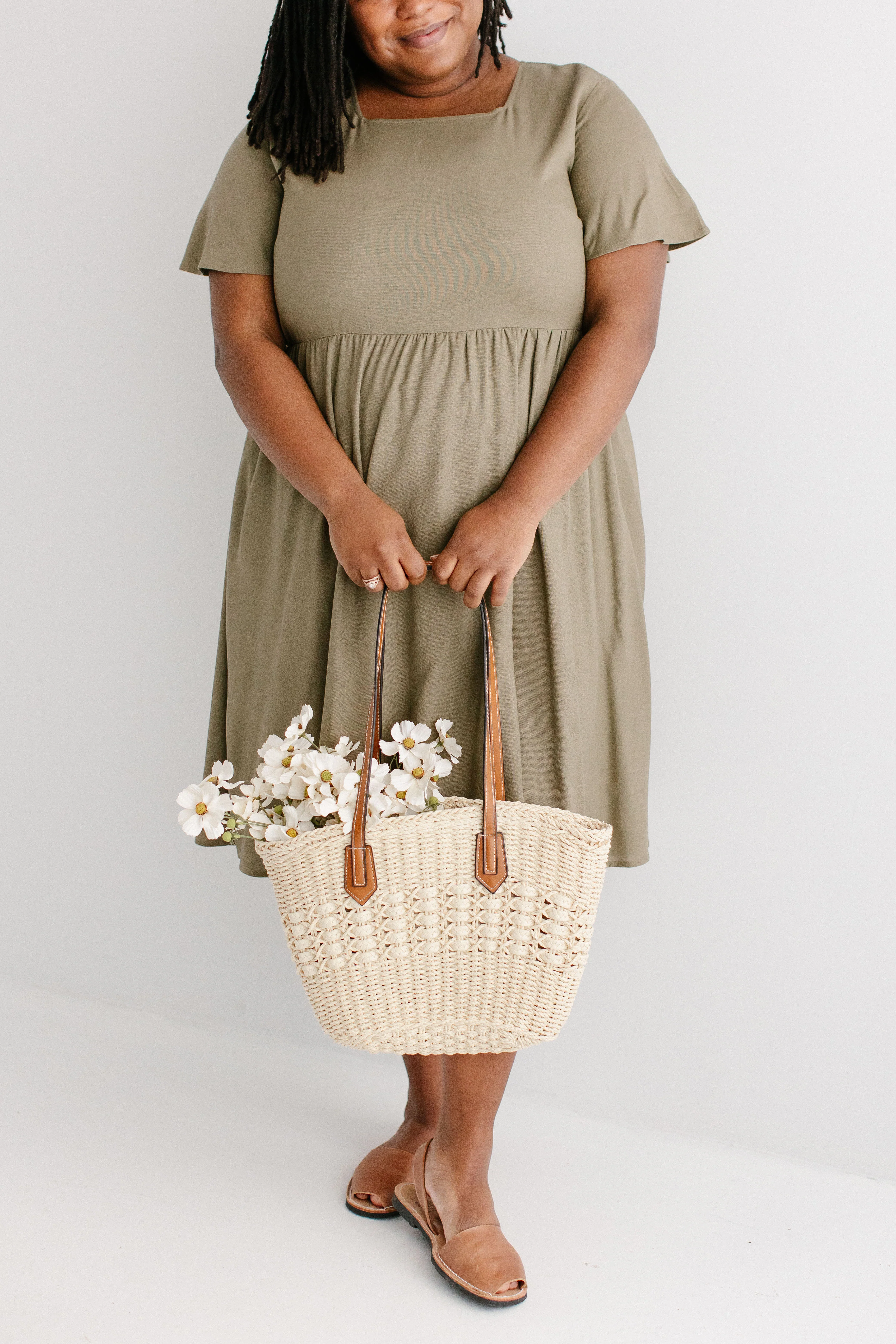 Savannah Square Neck Knee Length Dress - Image 22