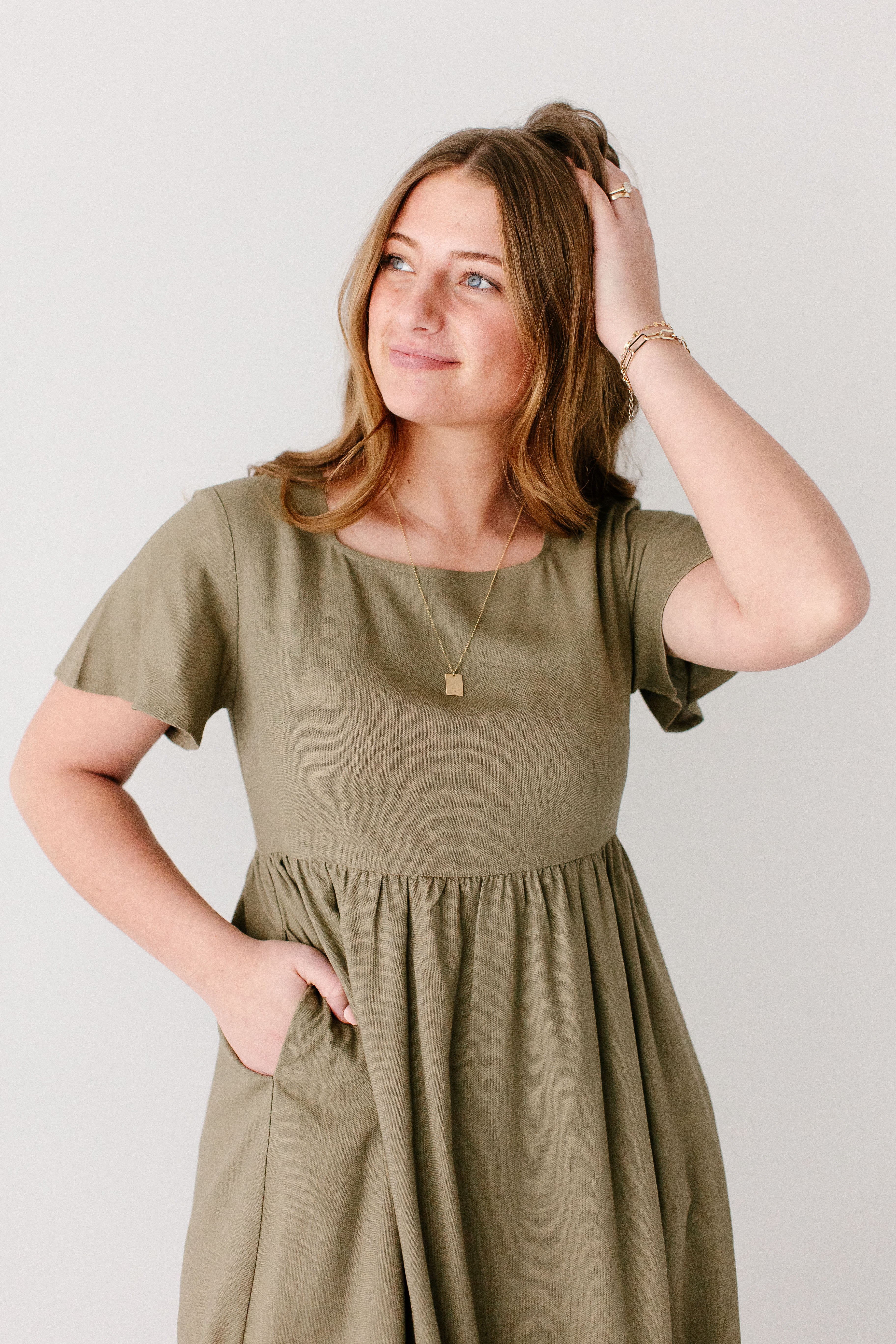 Savannah Square Neck Knee Length Dress - Image 23