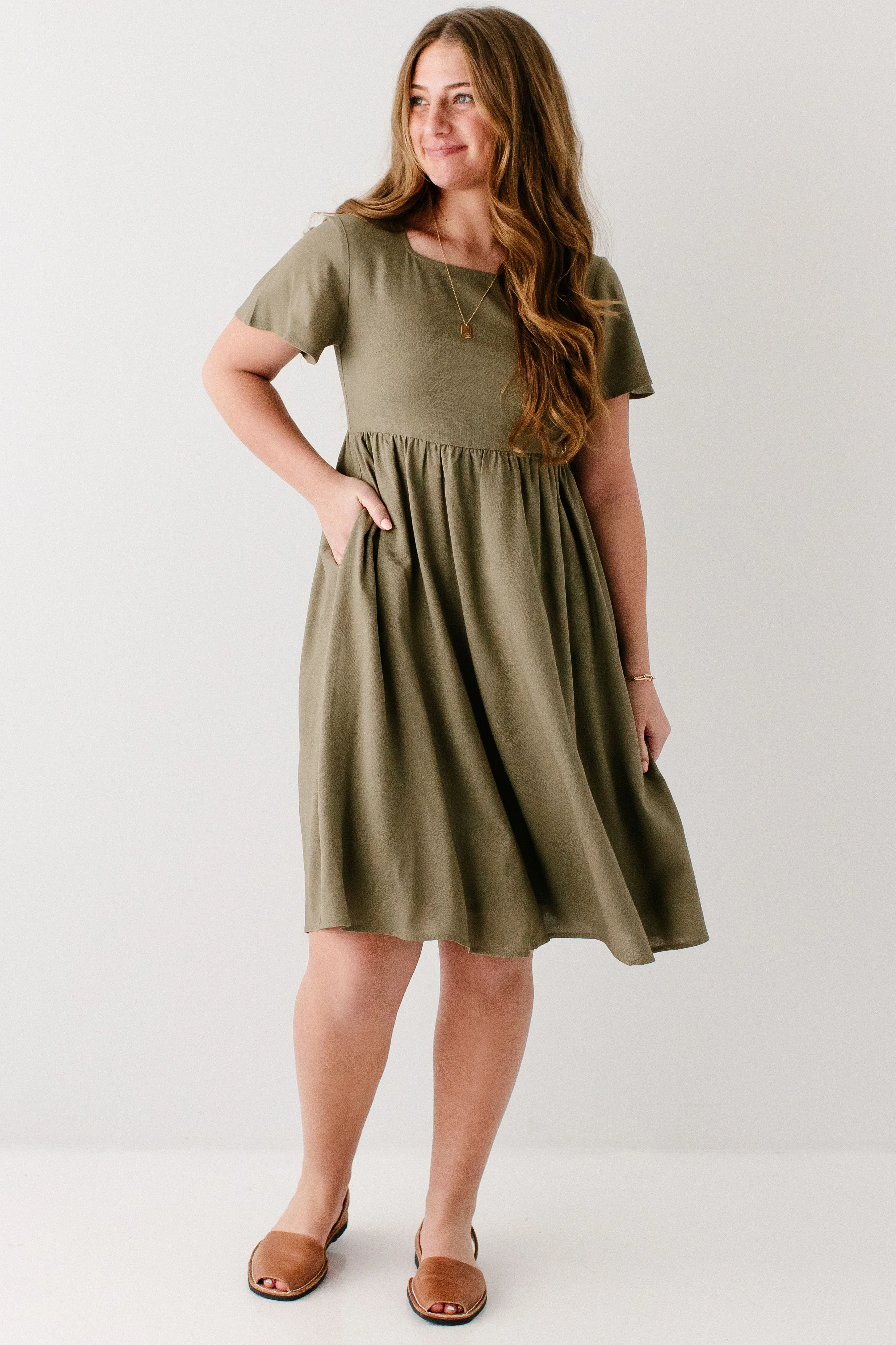 Savannah Square Neck Knee Length Dress - Image 26