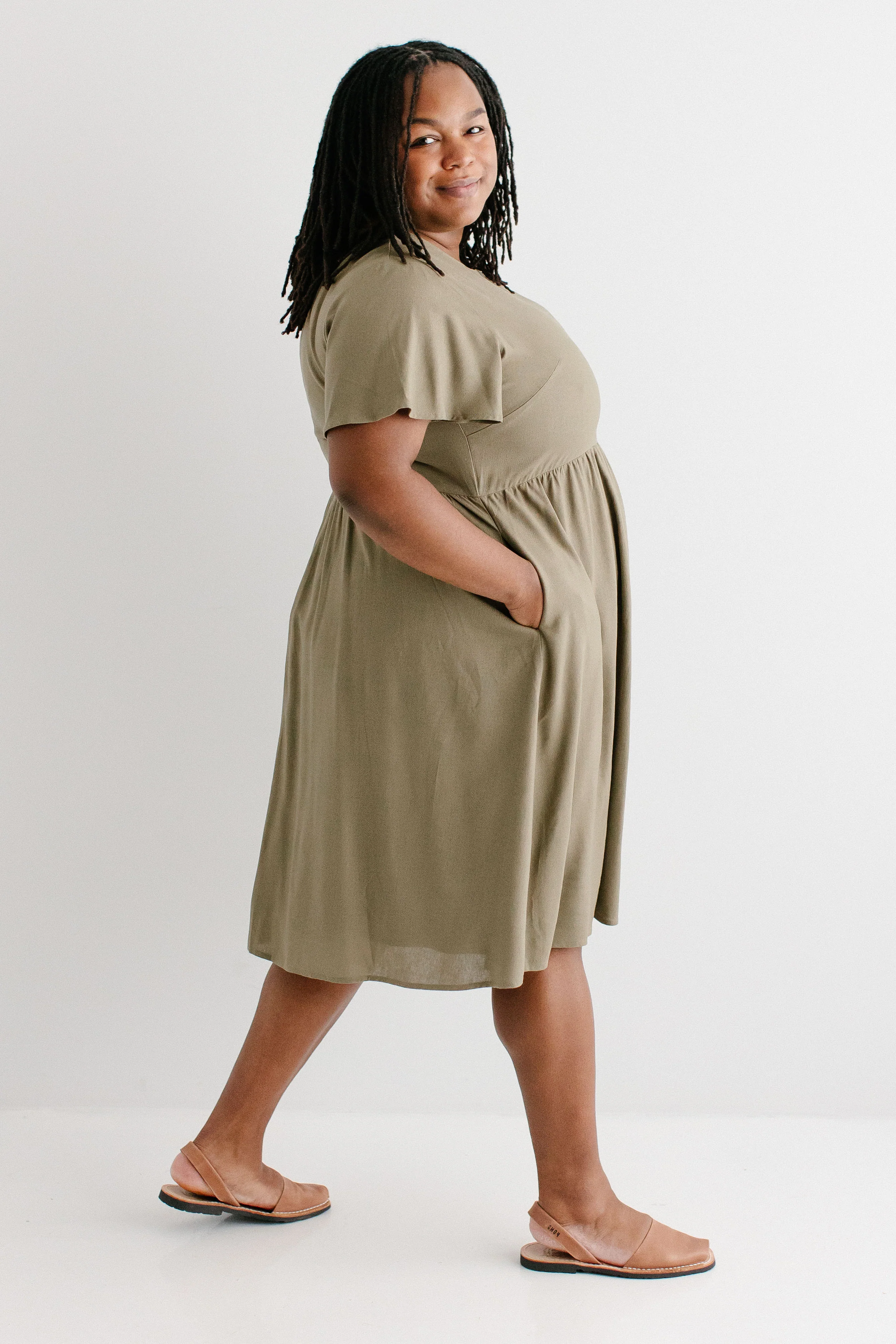 Savannah Square Neck Knee Length Dress - Image 30