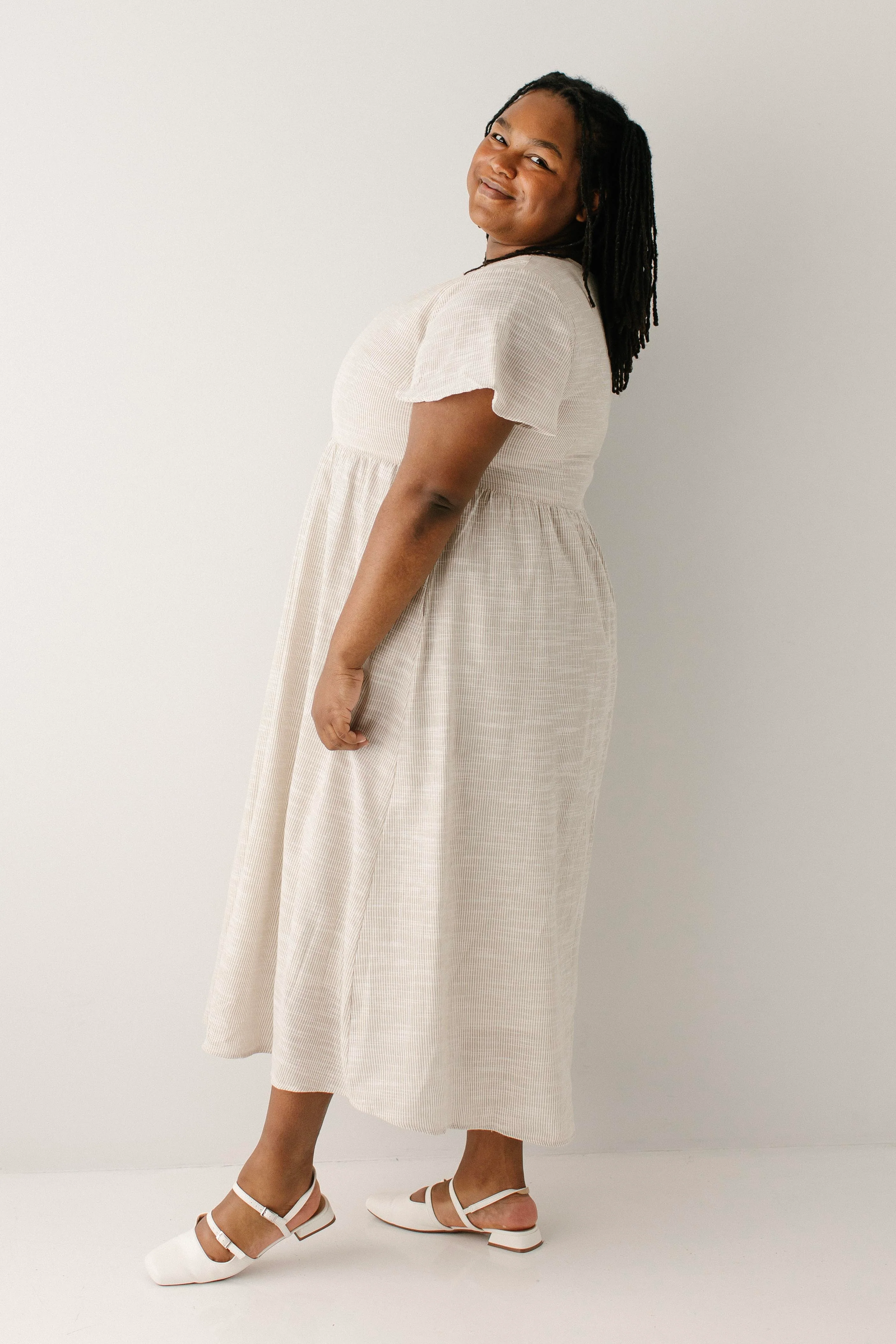 Savannah Square Neck Striped Midi Dress - Image 10