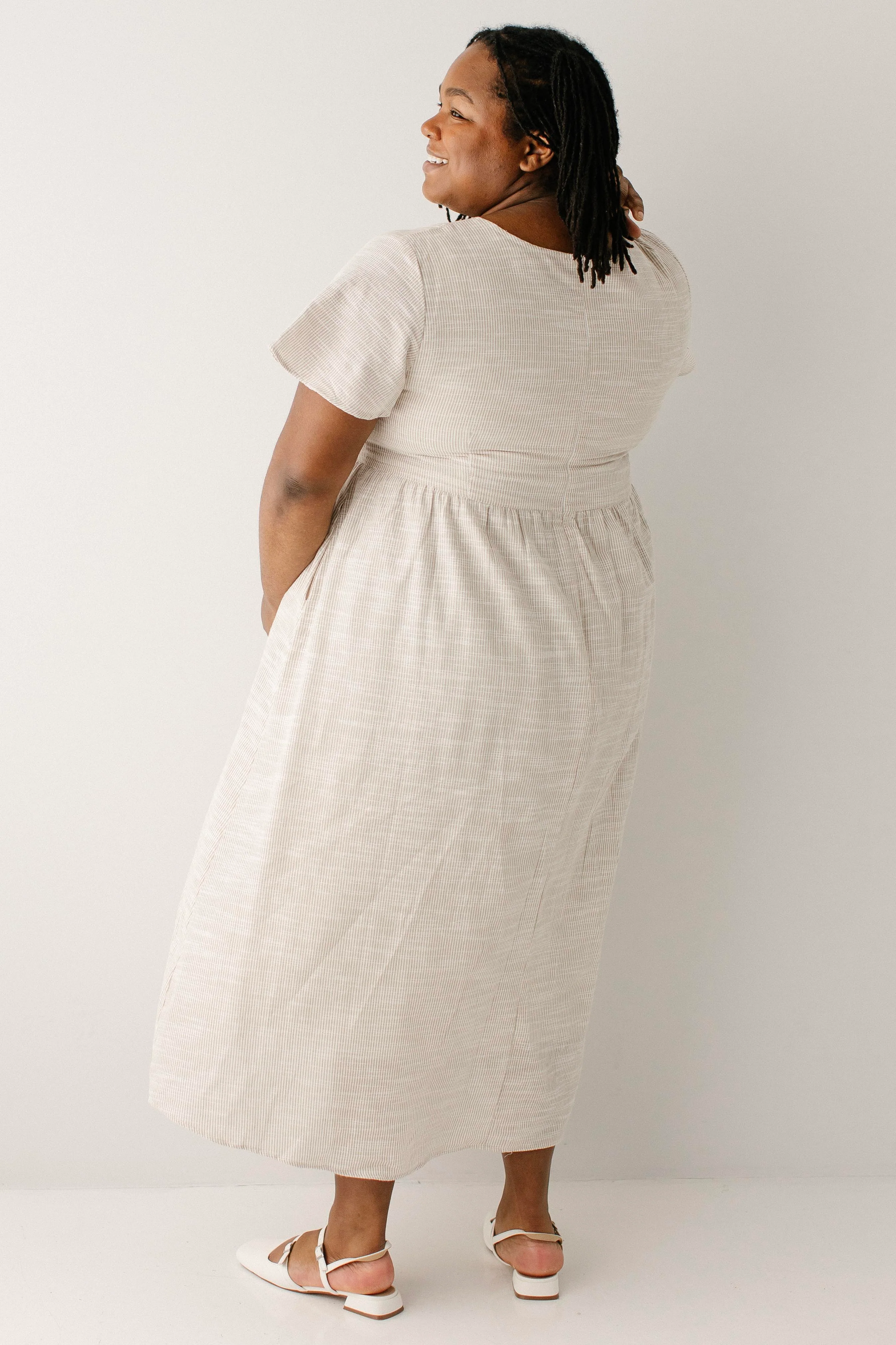 Savannah Square Neck Striped Midi Dress - Image 12