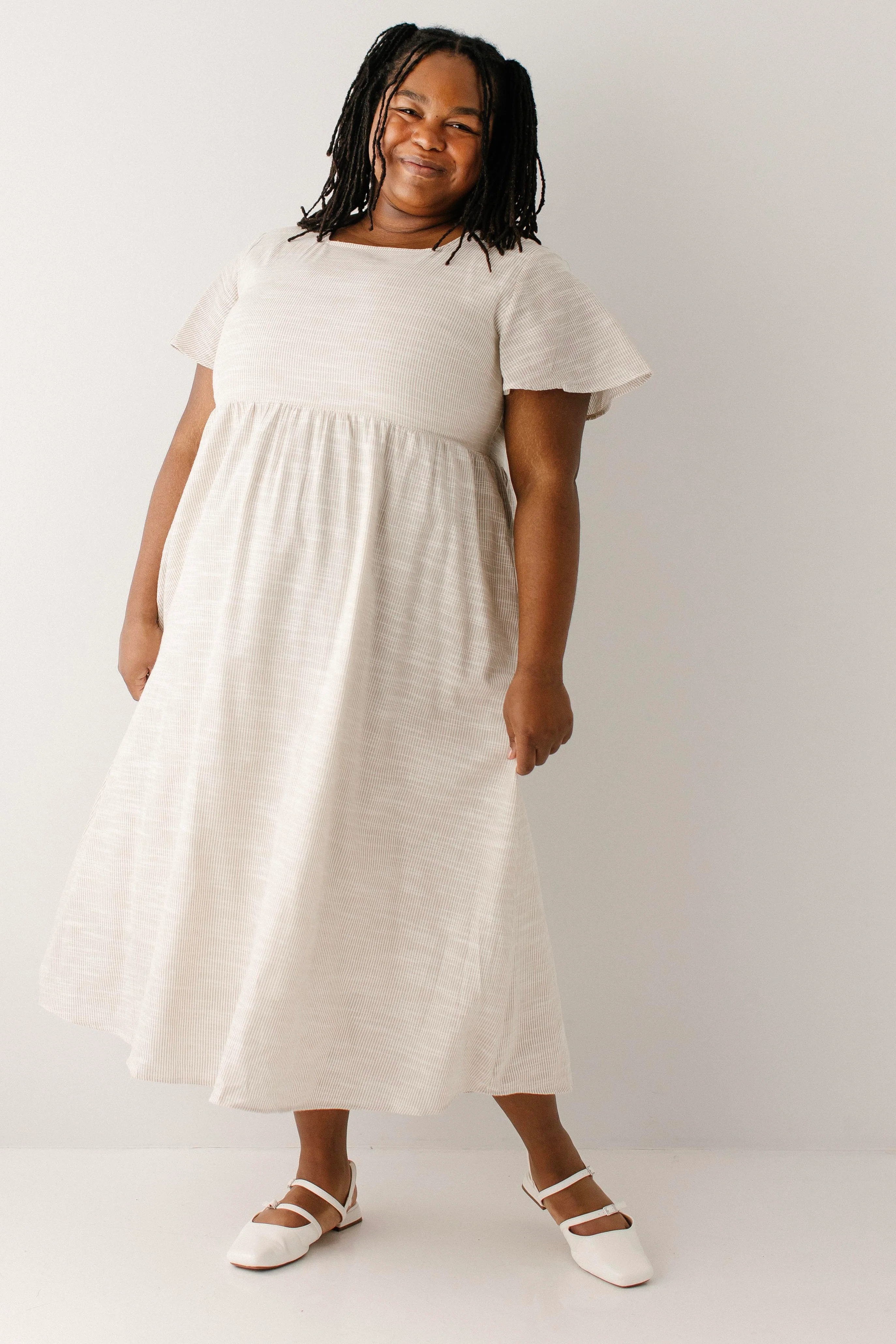 Savannah Square Neck Striped Midi Dress - Image 2
