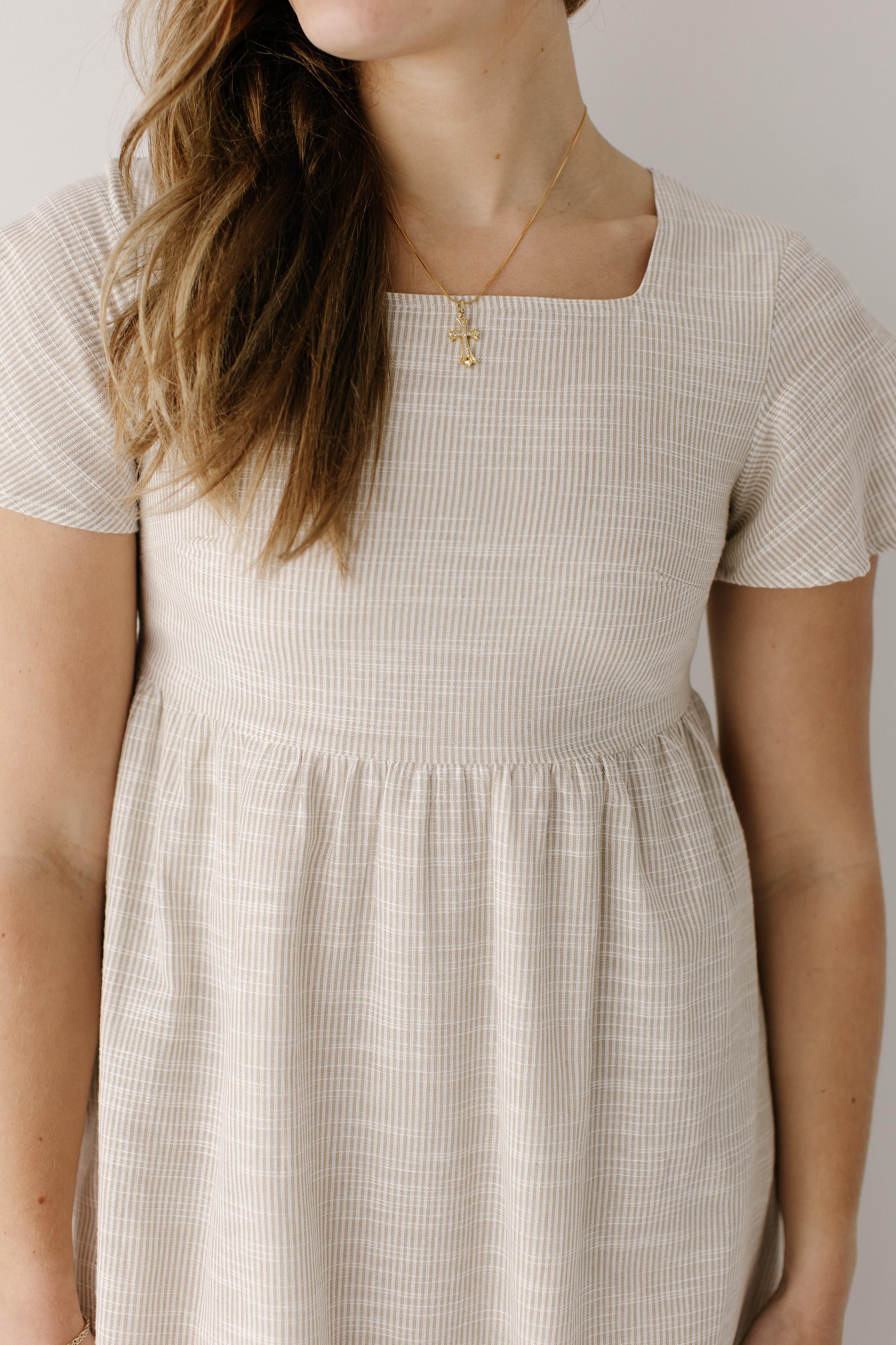 Savannah Square Neck Striped Midi Dress - Image 3