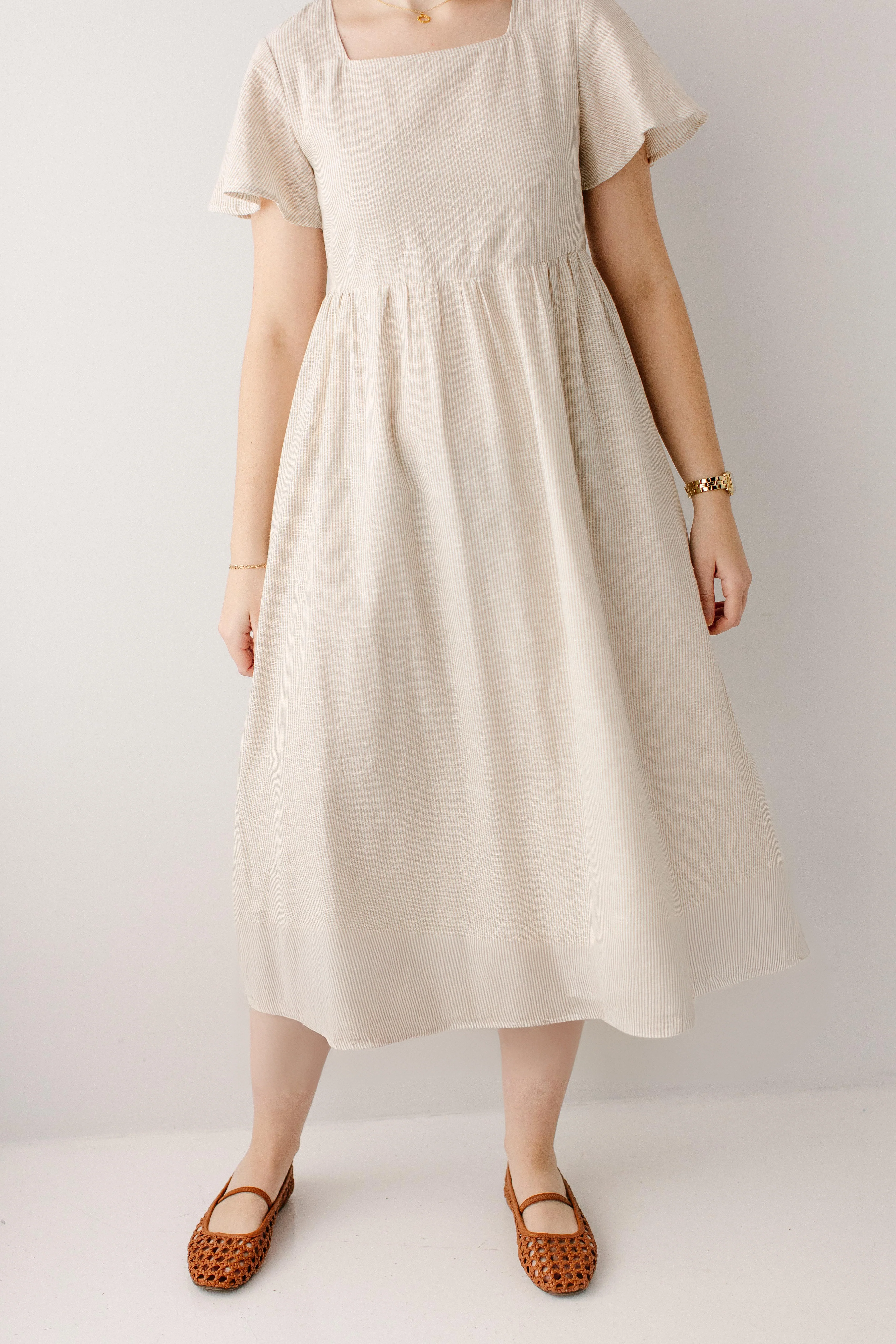 Savannah Square Neck Striped Midi Dress - Image 5