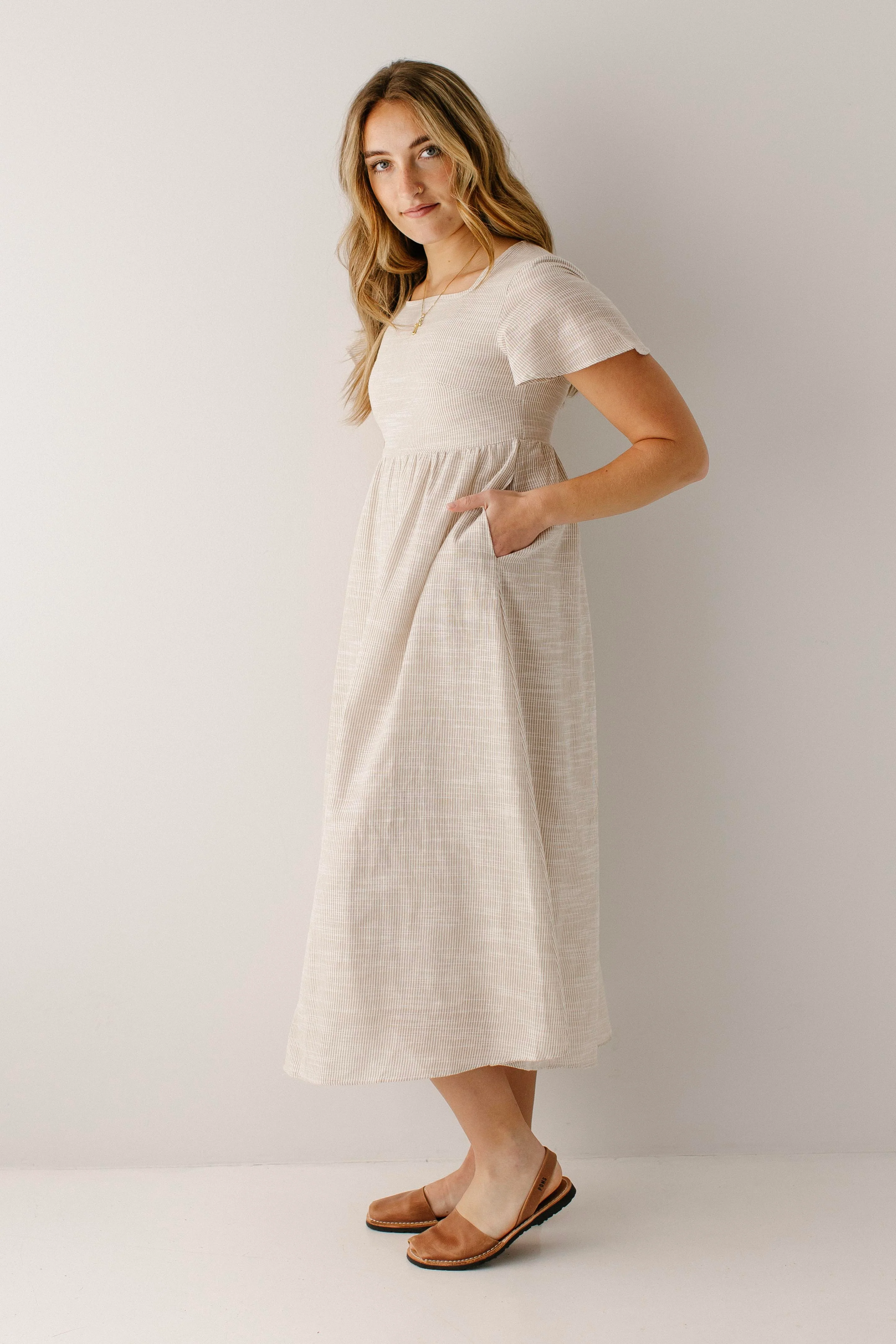 Savannah Square Neck Striped Midi Dress - Image 6