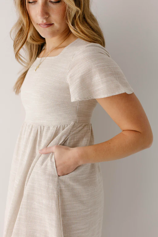 Savannah Square Neck Striped Midi Dress - Image 7