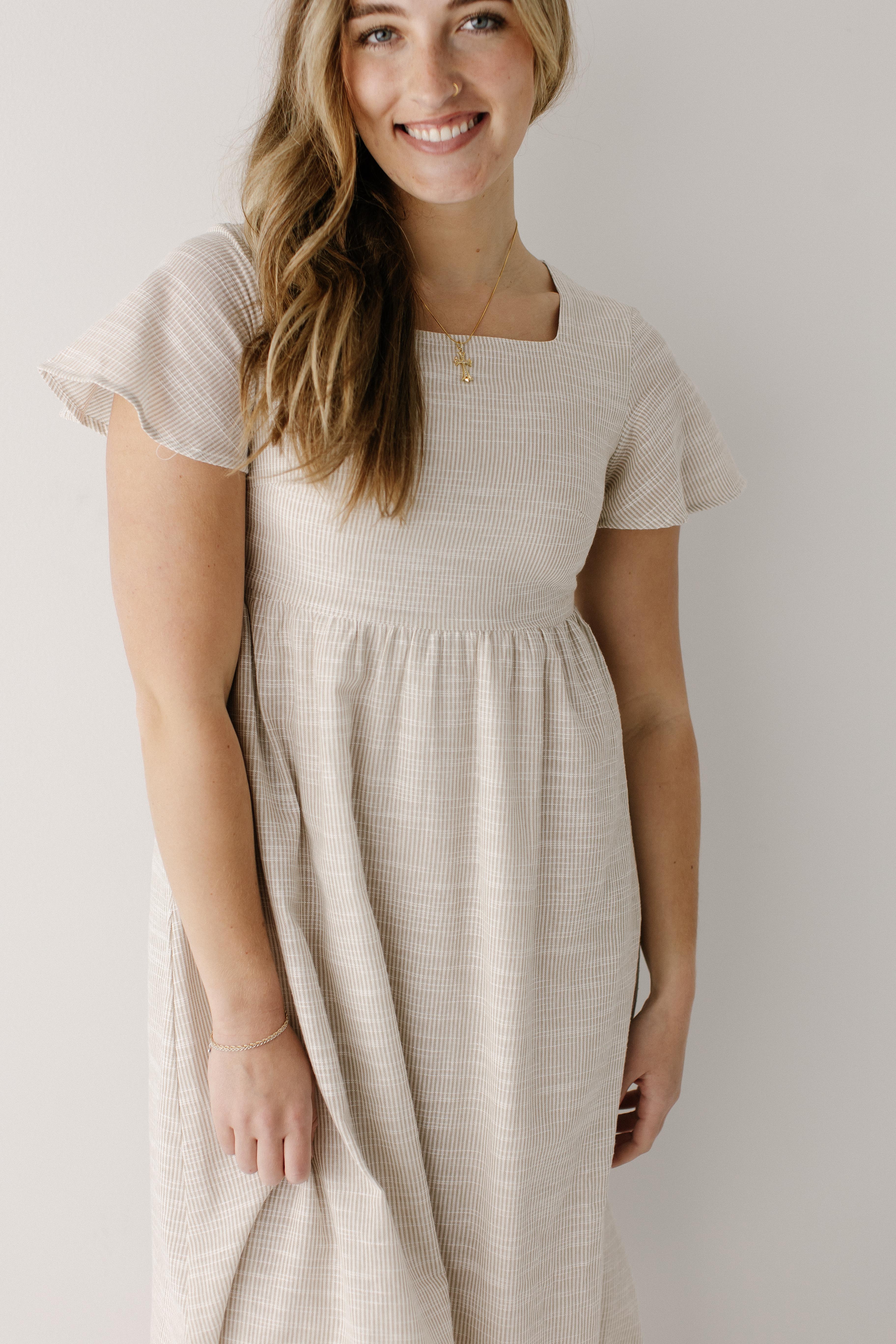 Savannah Square Neck Striped Midi Dress - Image 8