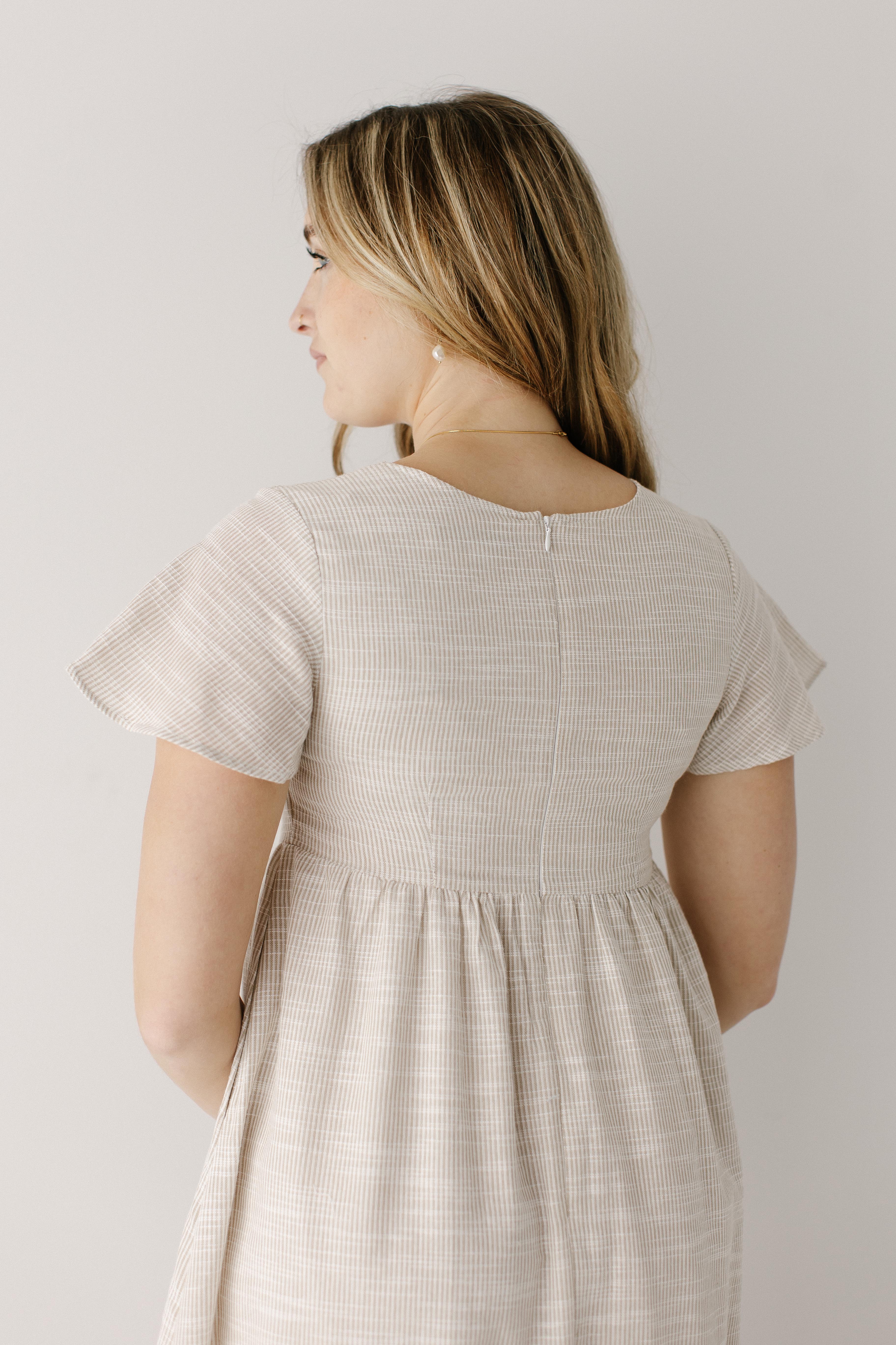 Savannah Square Neck Striped Midi Dress - Image 9