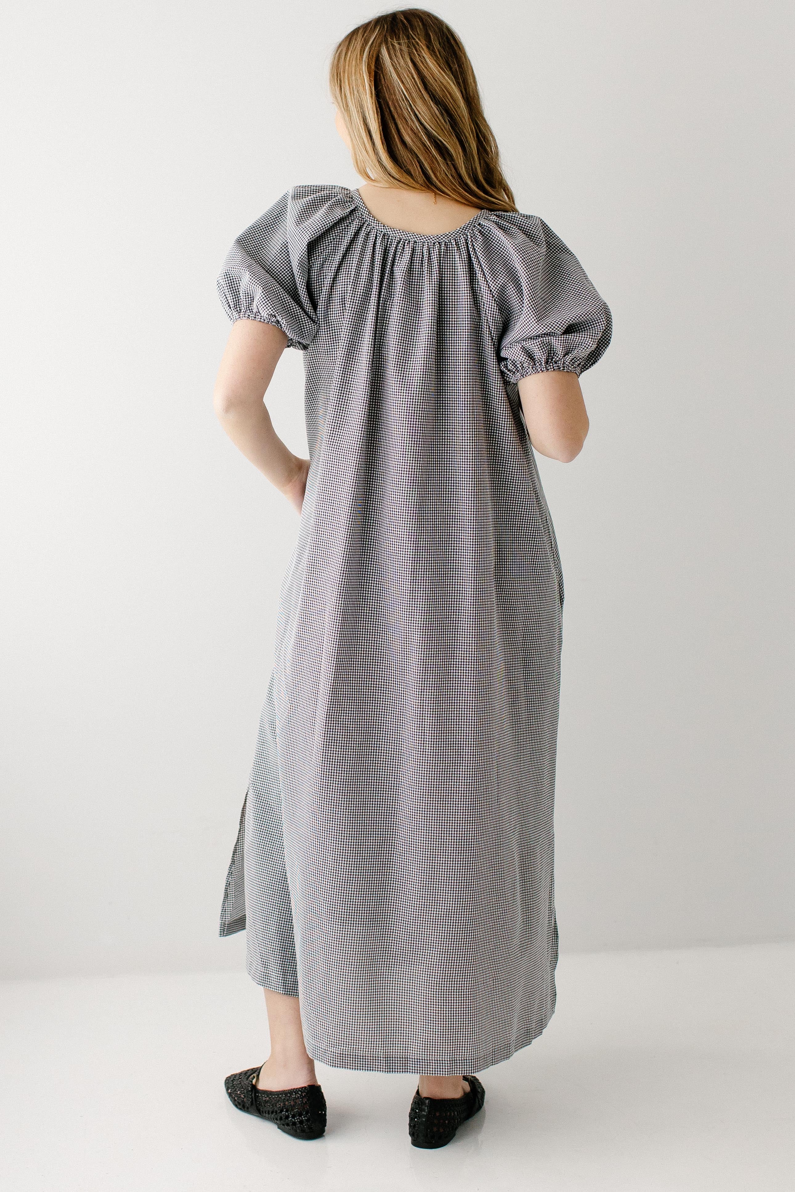 'Saylor' Puff Sleeve Gingham Maxi Dress - Image 11