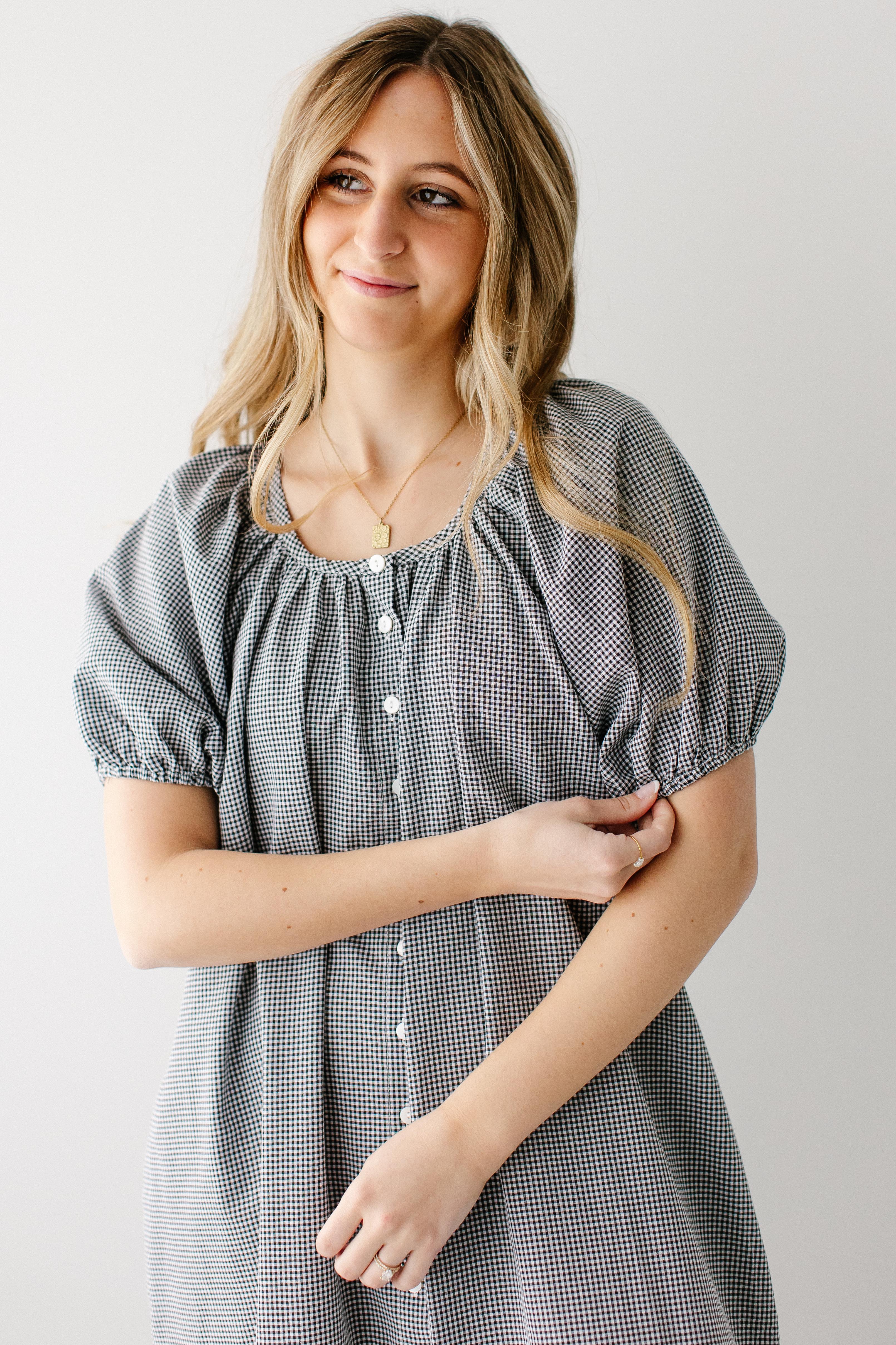 'Saylor' Puff Sleeve Gingham Maxi Dress - Image 3