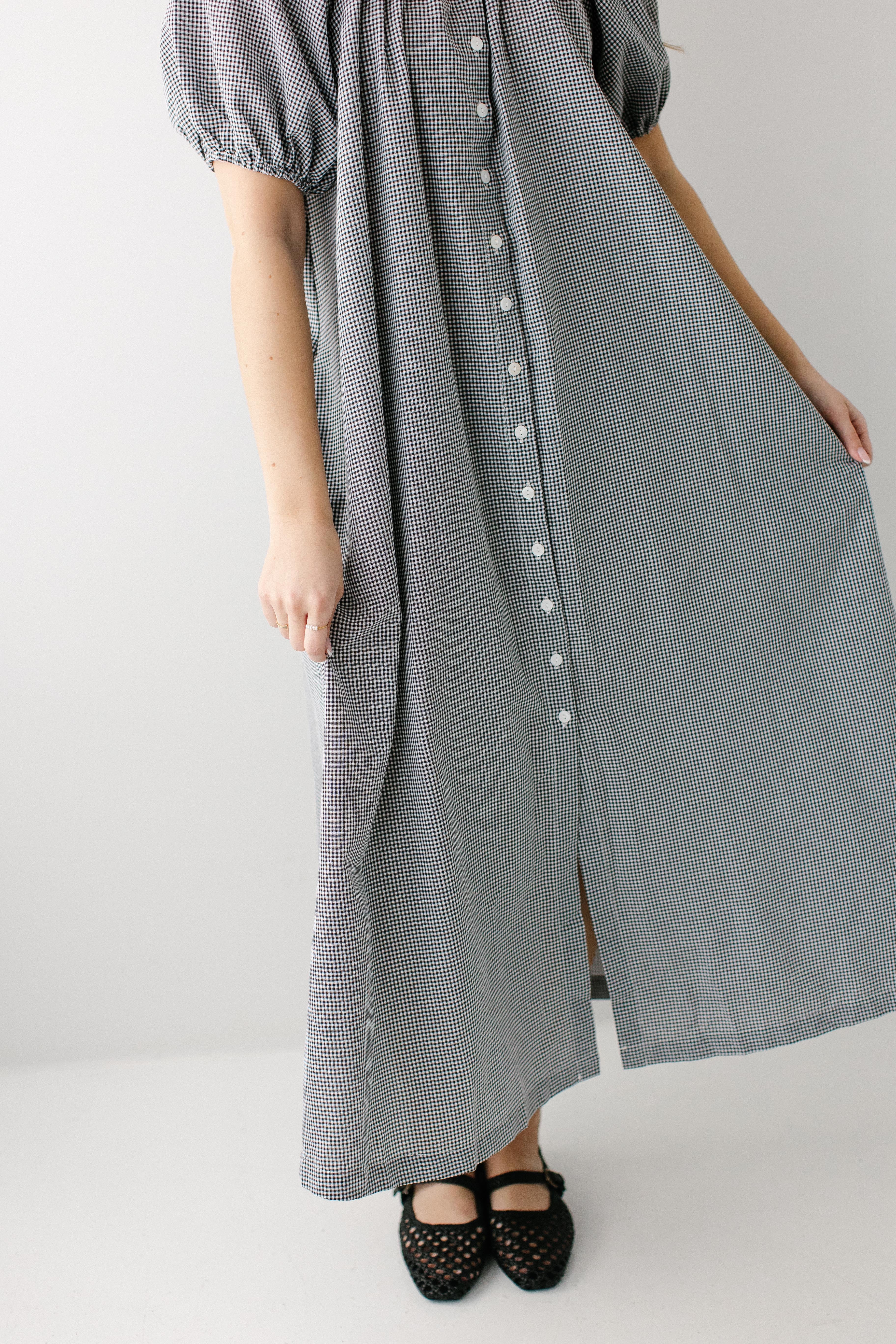 'Saylor' Puff Sleeve Gingham Maxi Dress - Image 4