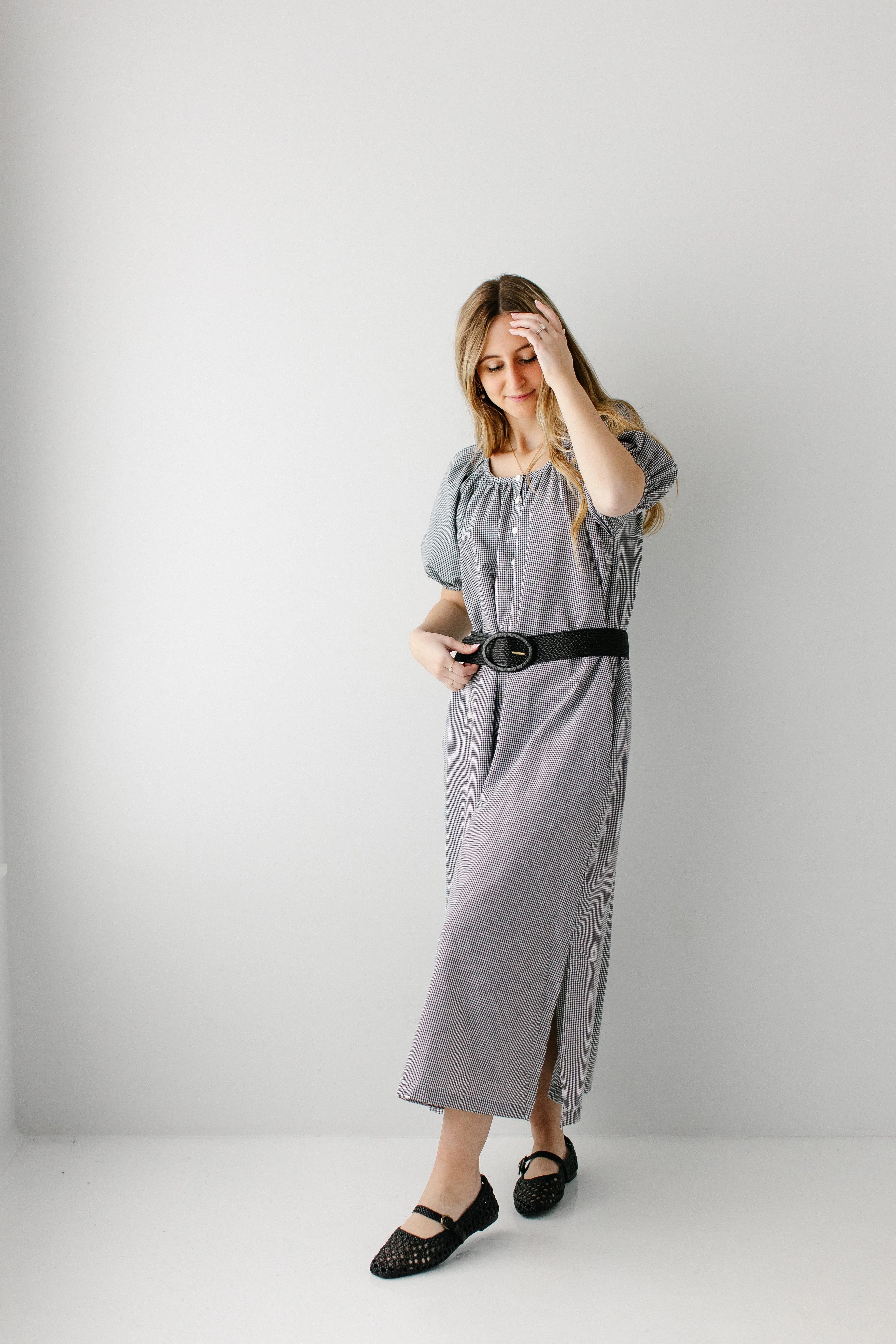 'Saylor' Puff Sleeve Gingham Maxi Dress - Image 5