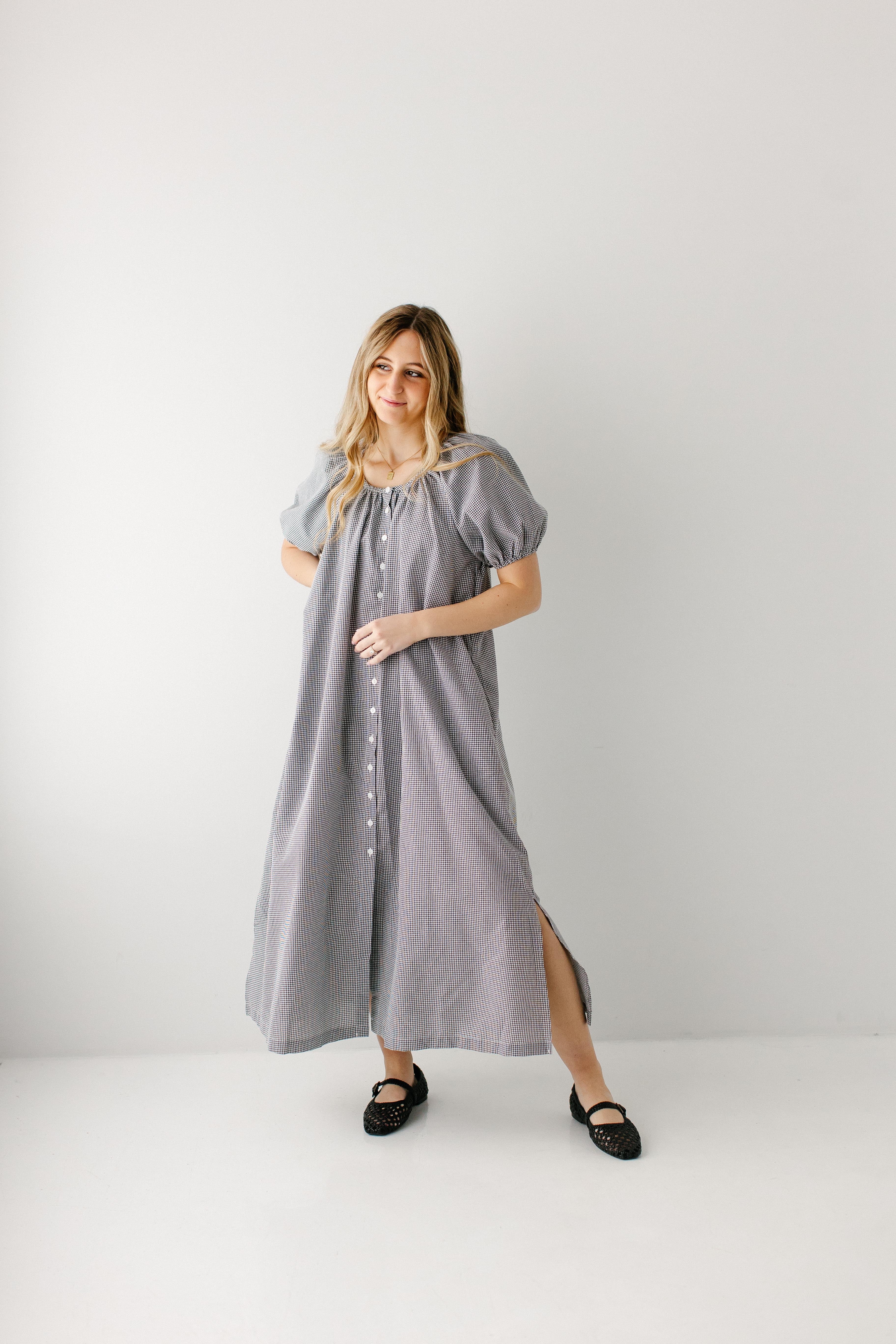 'Saylor' Puff Sleeve Gingham Maxi Dress - Image 7