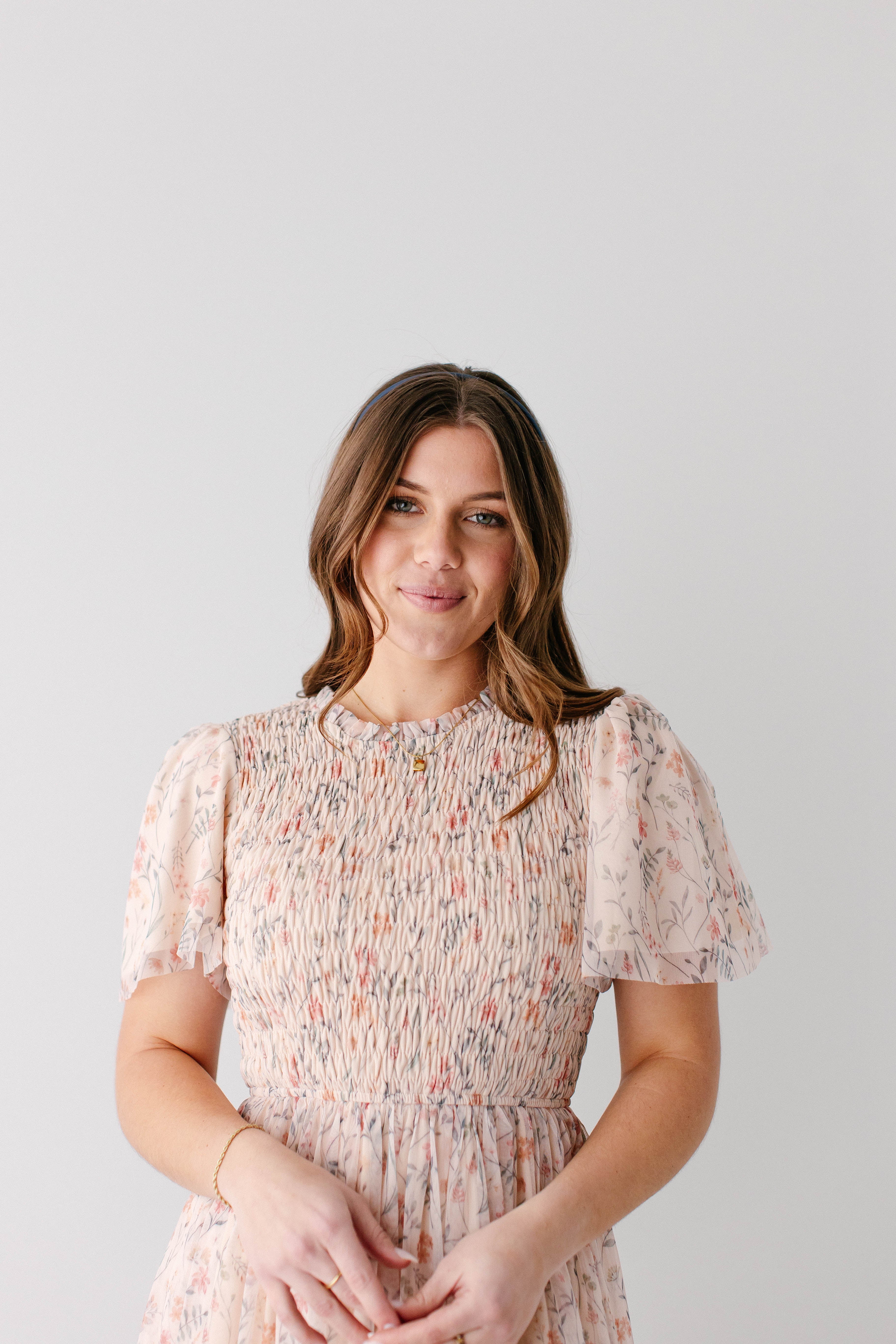 'Serena' Smocked Bodice Floral Mesh Midi Dress FINAL SALE - Image 4